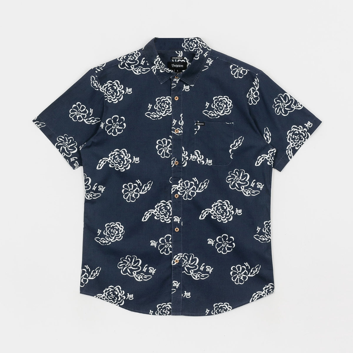 CHARTER PRINT S/S WVN - NAVY/OFF WHITE