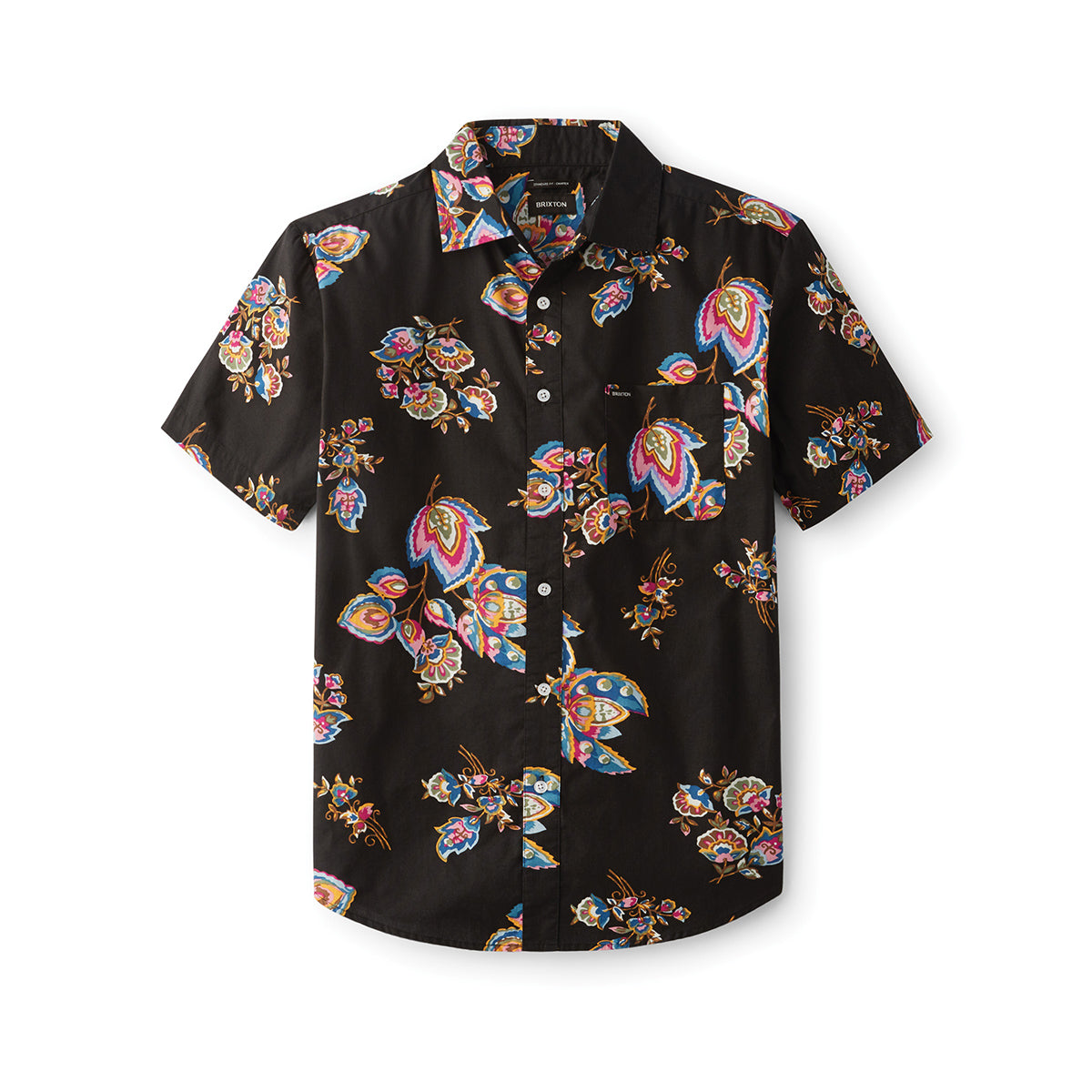 CHARTER PRINT S/S WVN - BLACK/PURPLE