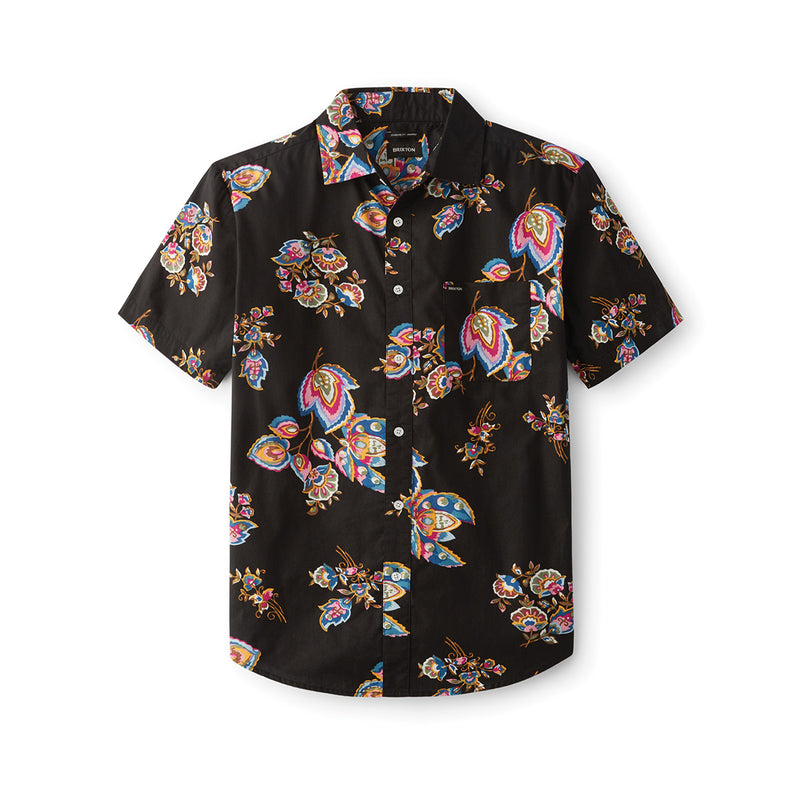 CHARTER PRINT S/S WVN - BLACK/PURPLE