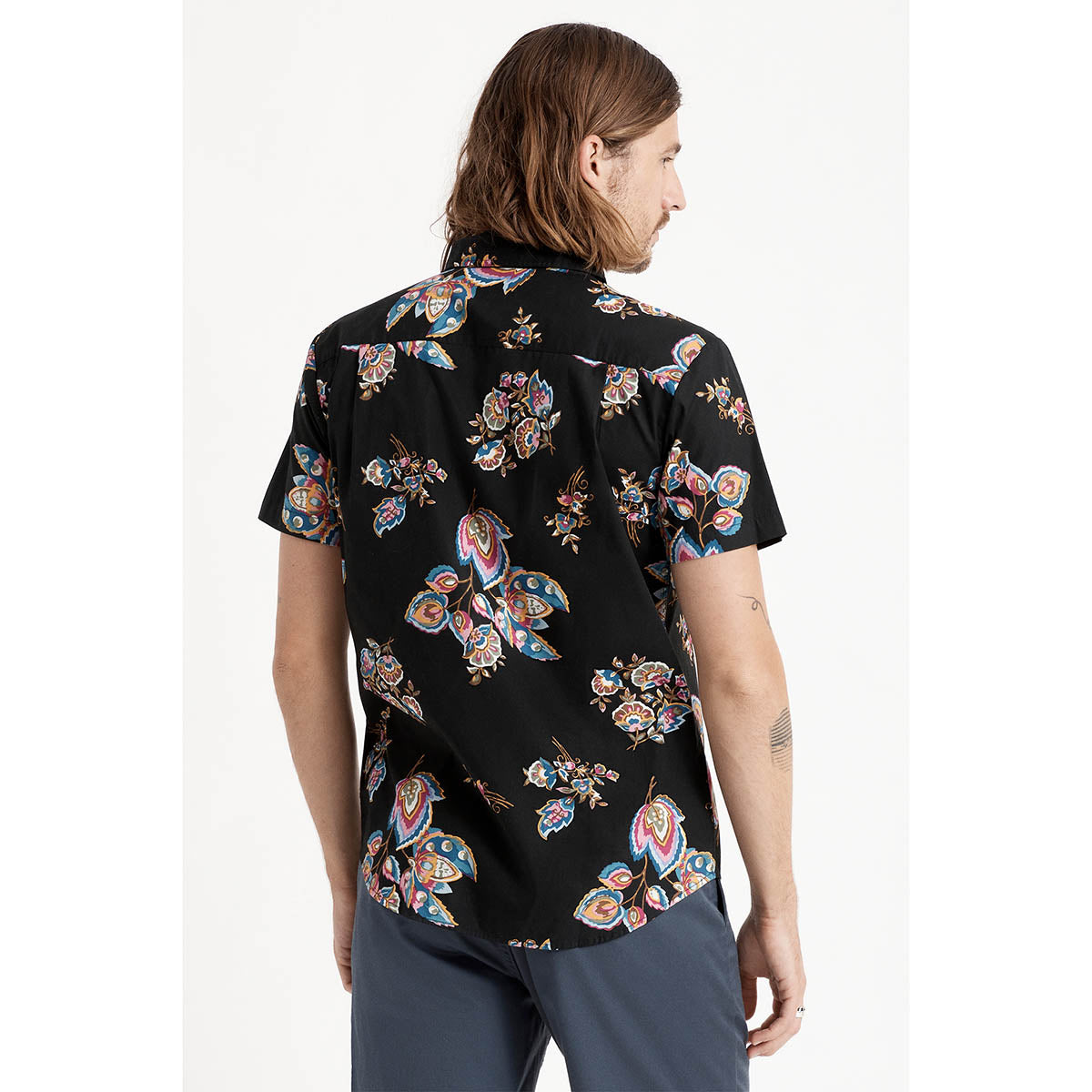 CHARTER PRINT S/S WVN - BLACK/PURPLE