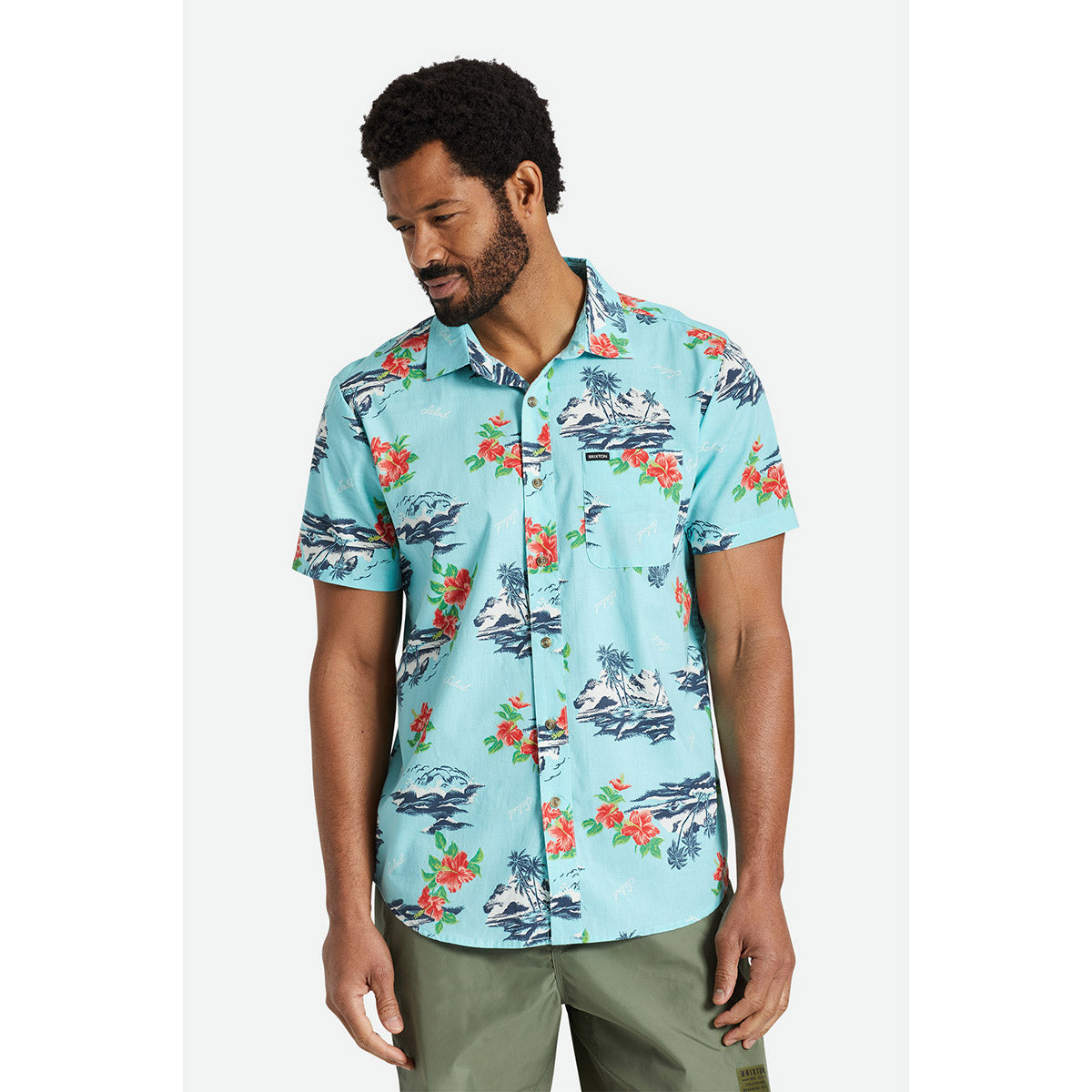 CHARTER PRINT S/S WVN-CANAL BLUE/PARADISE
