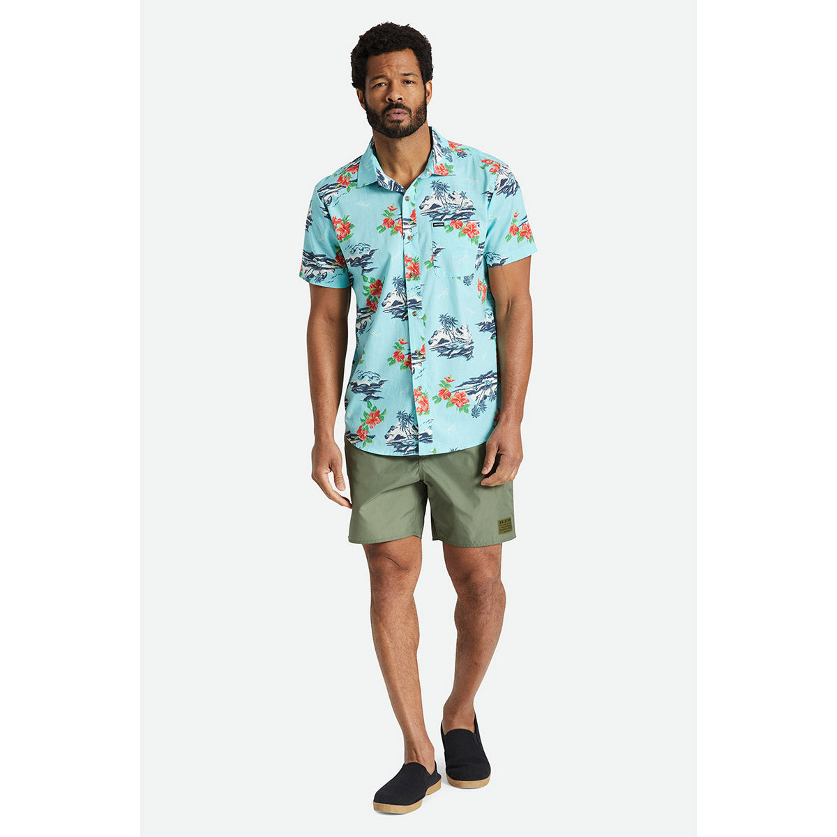 CHARTER PRINT S/S WVN-CANAL BLUE/PARADISE