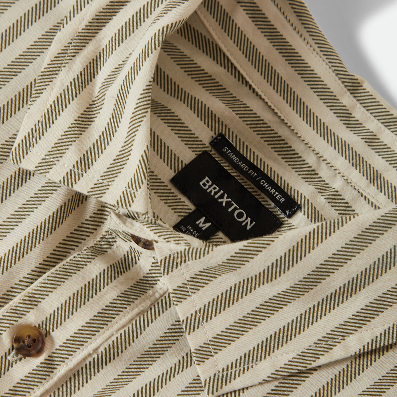 CHARTER PRINT S/S WVN-WHITECAP/IVY GREEN STRIPE