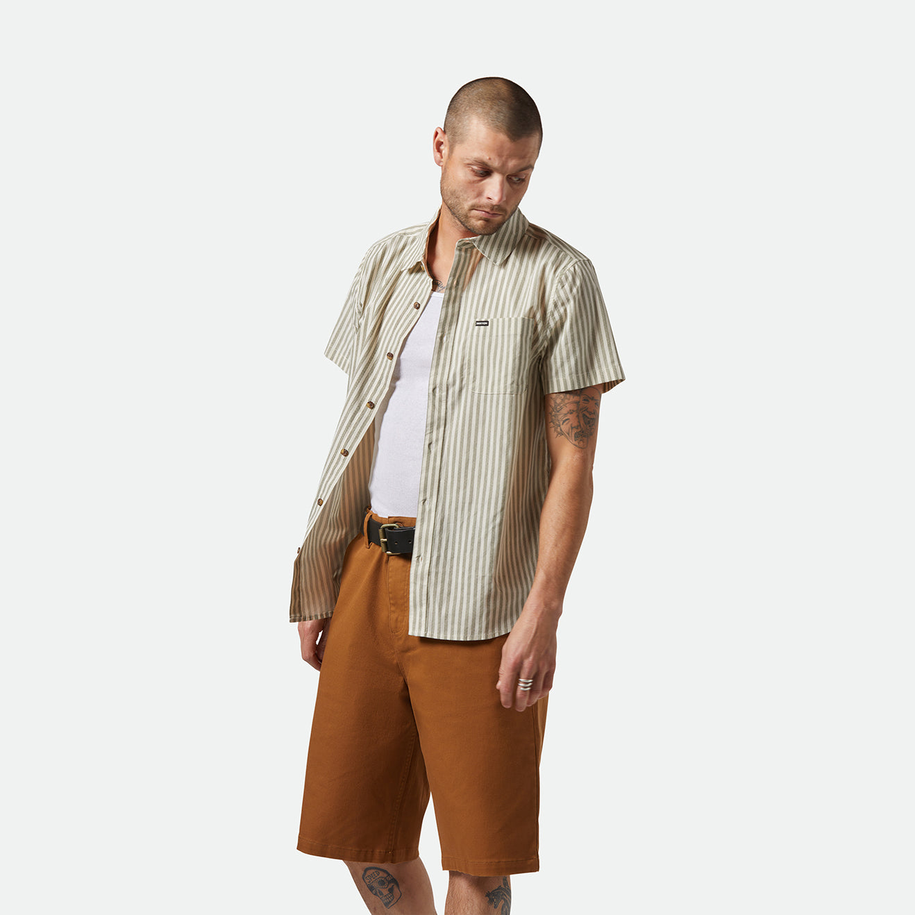 CHARTER PRINT S/S WVN-WHITECAP/IVY GREEN STRIPE