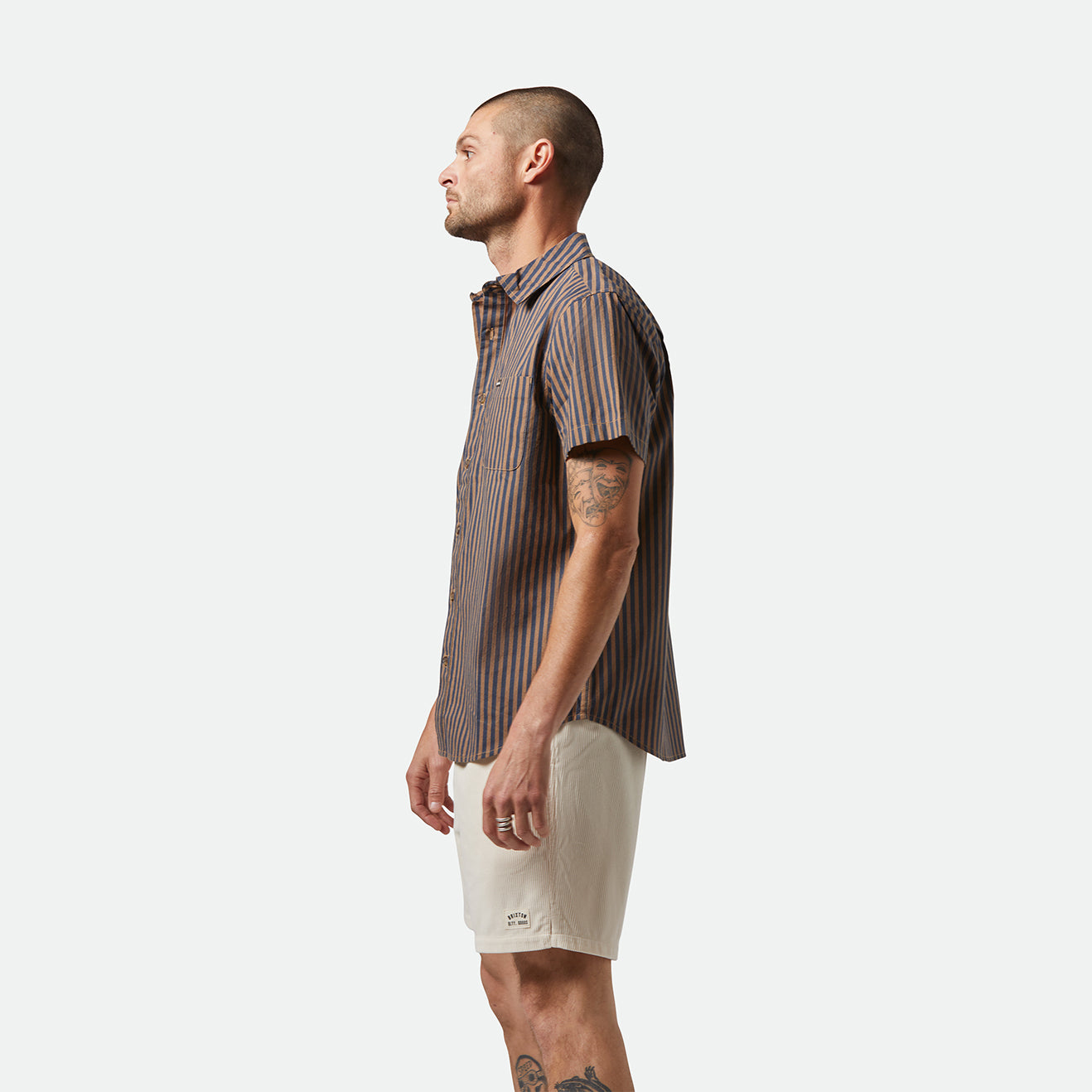 CHARTER PRINT S/S WVN-WASHED BLUE/SUNNAKED  STRIPE