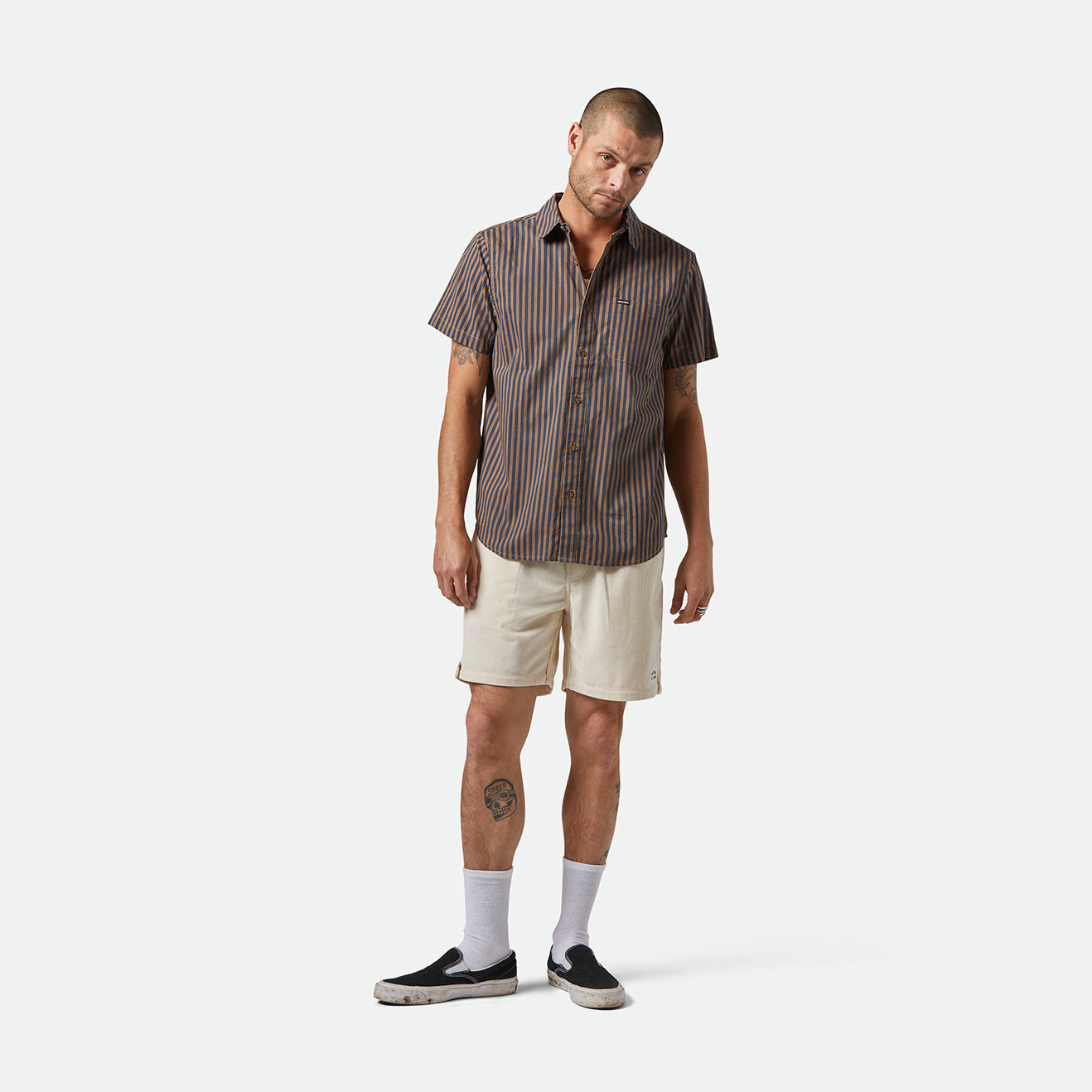 CHARTER PRINT S/S WVN-WASHED BLUE/SUNNAKED  STRIPE