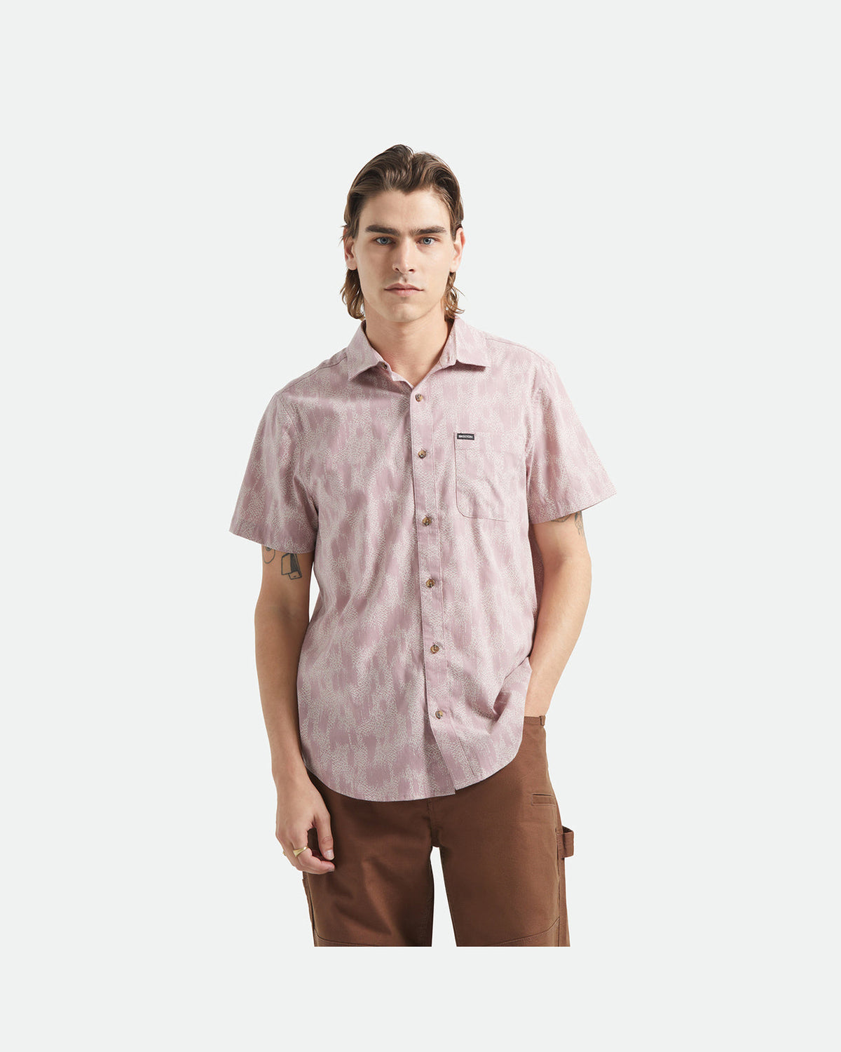 CHARTER PRINT S/S WVN - DARK PINK/SILVER CRACKLE PAINT