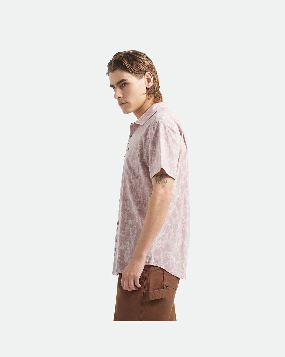 CHARTER PRINT S/S WVN - DARK PINK/SILVER CRACKLE PAINT