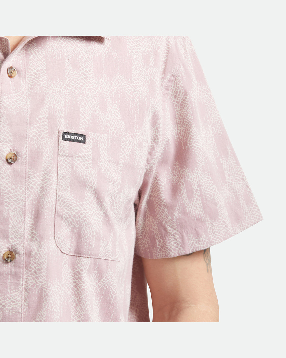 CHARTER PRINT S/S WVN - DARK PINK/SILVER CRACKLE PAINT
