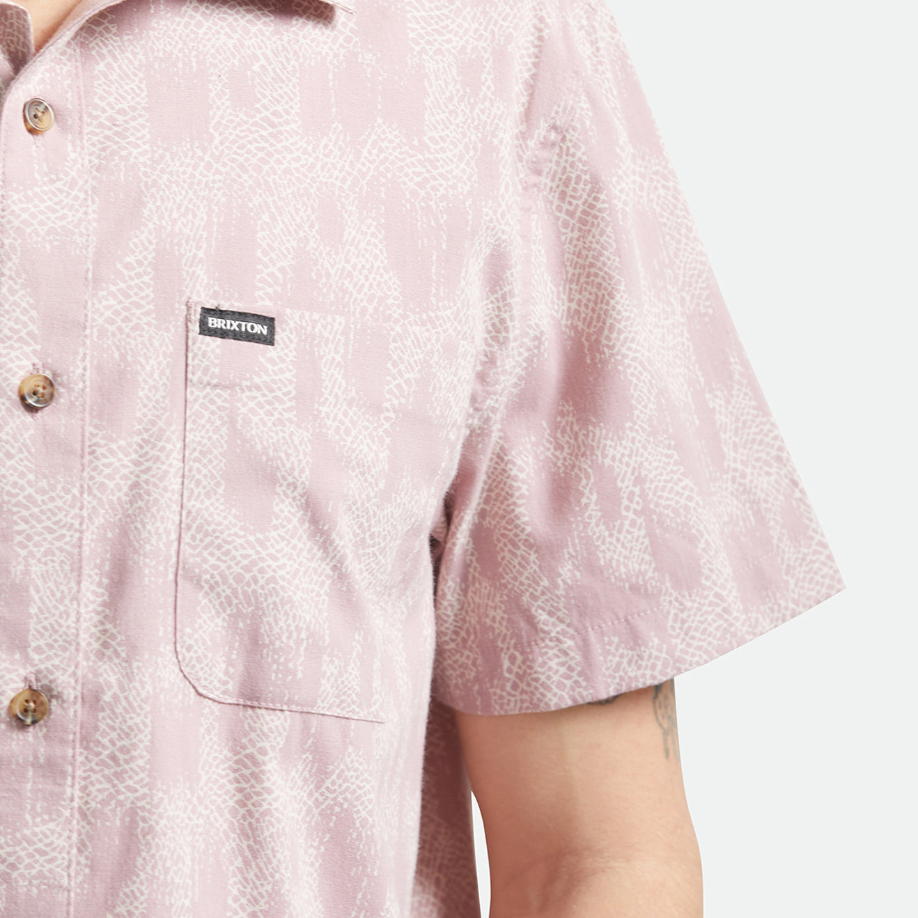 CHARTER PRINT S/S WVN - DARK PINK/SILVER CRACKLE PAINT