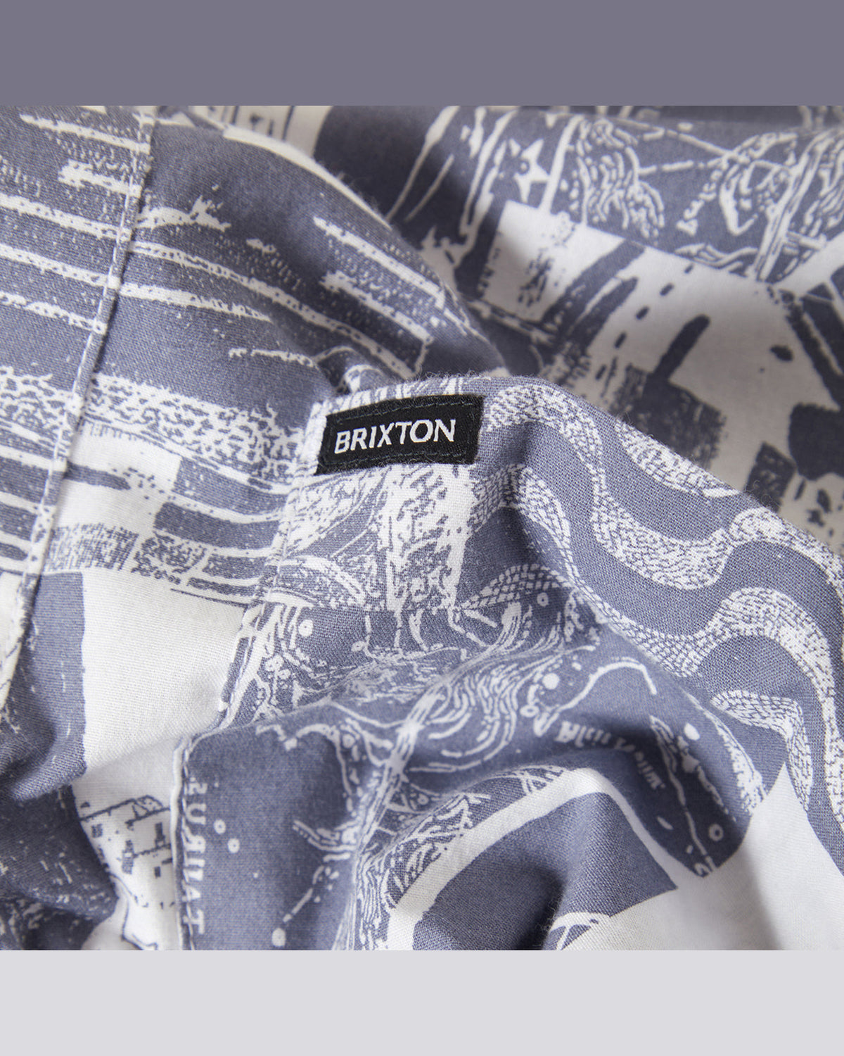 CHARTER PRINT S/S WVN - NAVY/WHITE COLLAGE