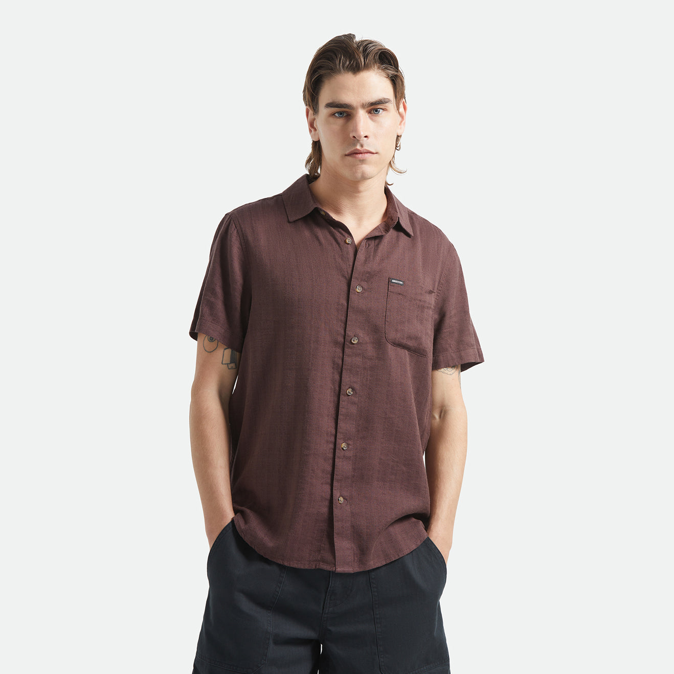 CHARTER SLUB S/S WVN - CHOCOLATE