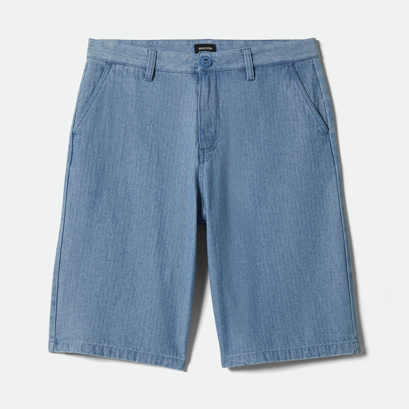 CHOICE CHINO BAGGY SHORT - LIGHT WASH DENIM HERRINGBONE