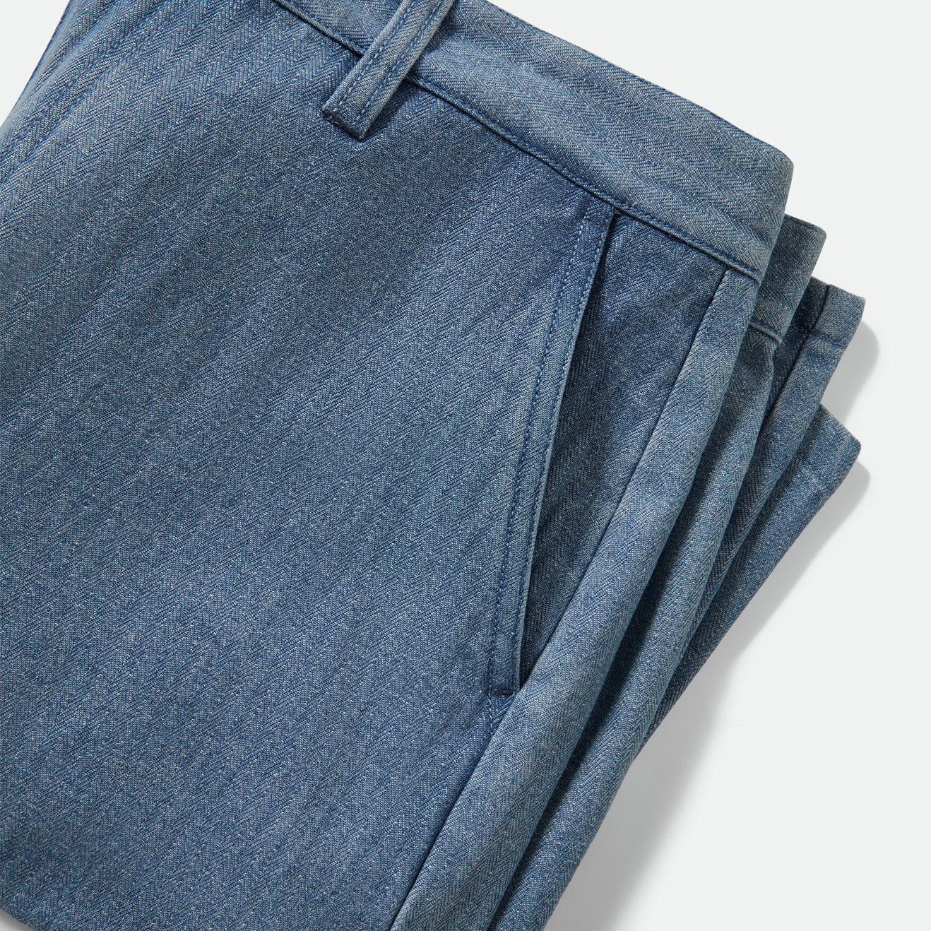 CHOICE CHINO BAGGY SHORT - LIGHT WASH DENIM HERRINGBONE