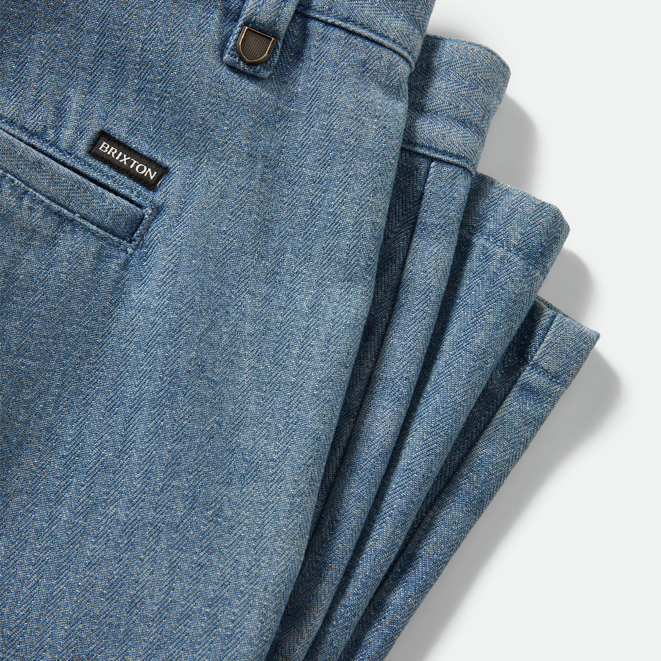 CHOICE CHINO BAGGY SHORT - LIGHT WASH DENIM HERRINGBONE