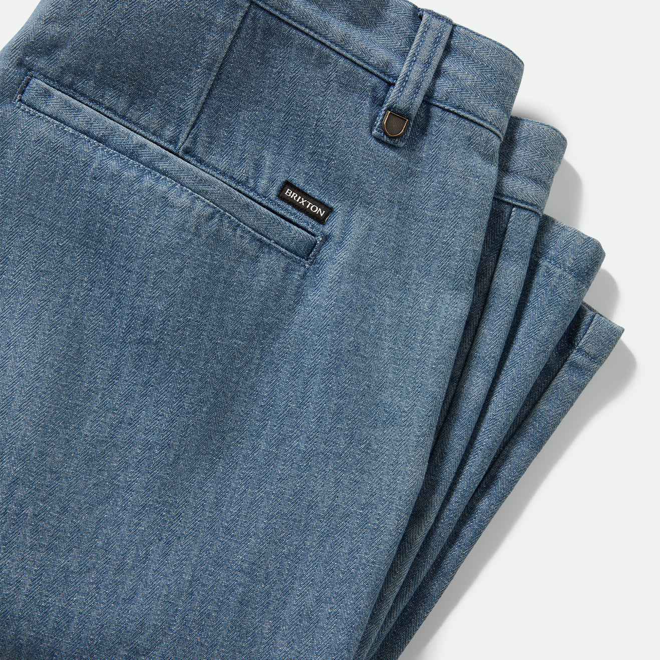 CHOICE CHINO BAGGY SHORT - LIGHT WASH DENIM HERRINGBONE