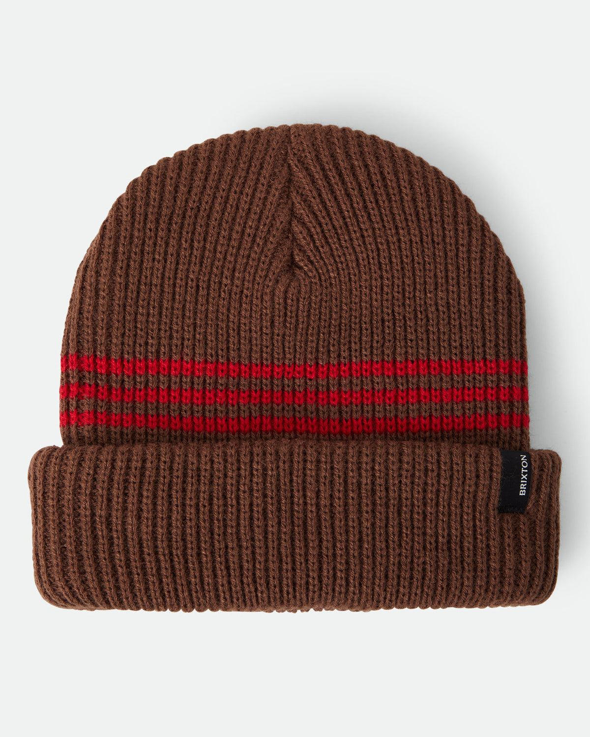 CHUNKY HEIST BEANIE - PINECONE BROWN/CHILI PEPPER STRIPE