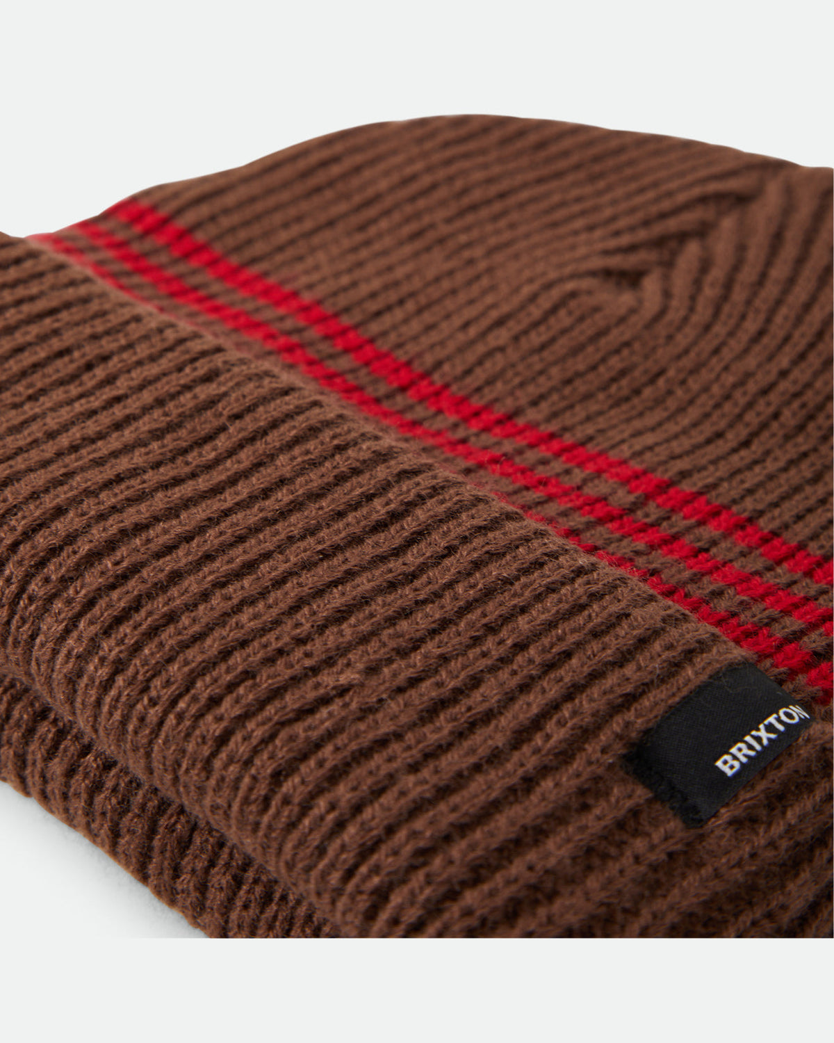 CHUNKY HEIST BEANIE - PINECONE BROWN/CHILI PEPPER STRIPE