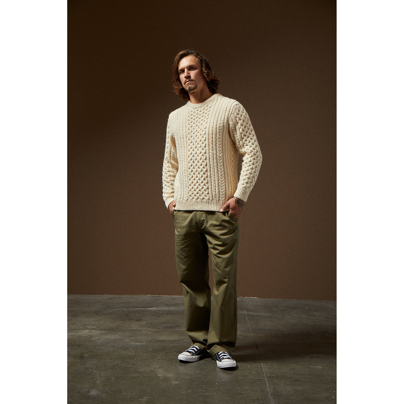 CLASSIC FISHERMAN'S SWEATER-OATMEAL