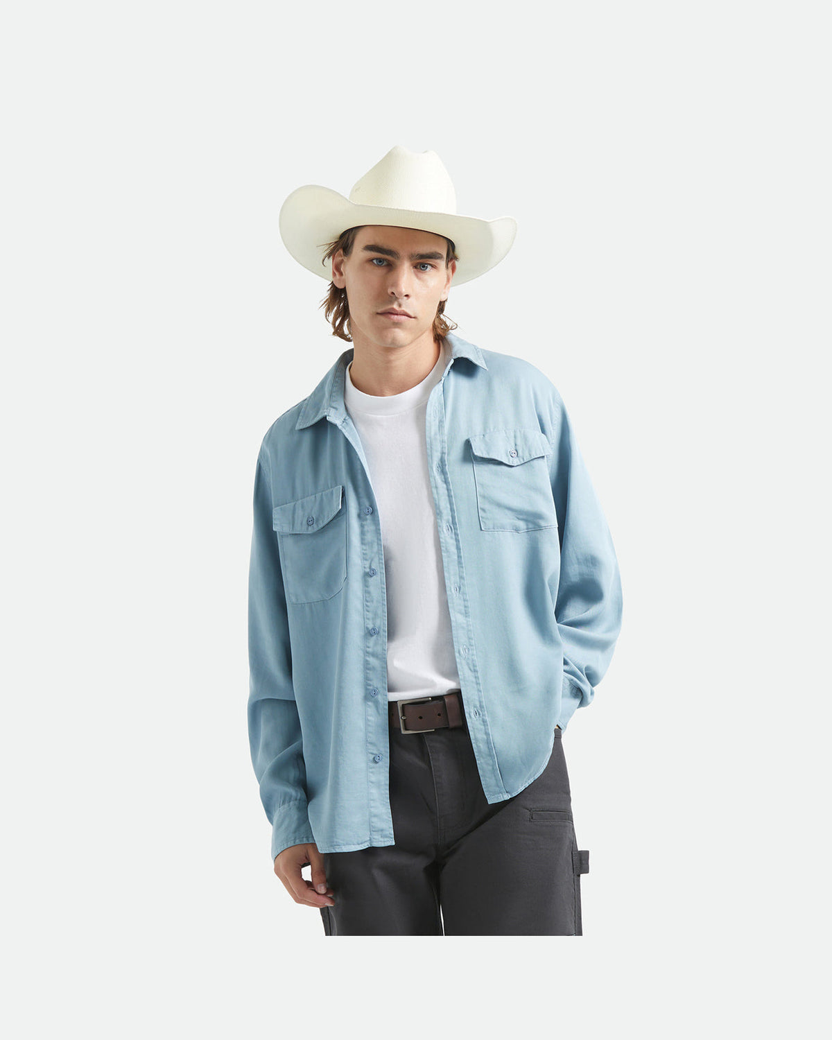 COOL COMFORT WAYNE L/S WVN - DUSTY BLUE