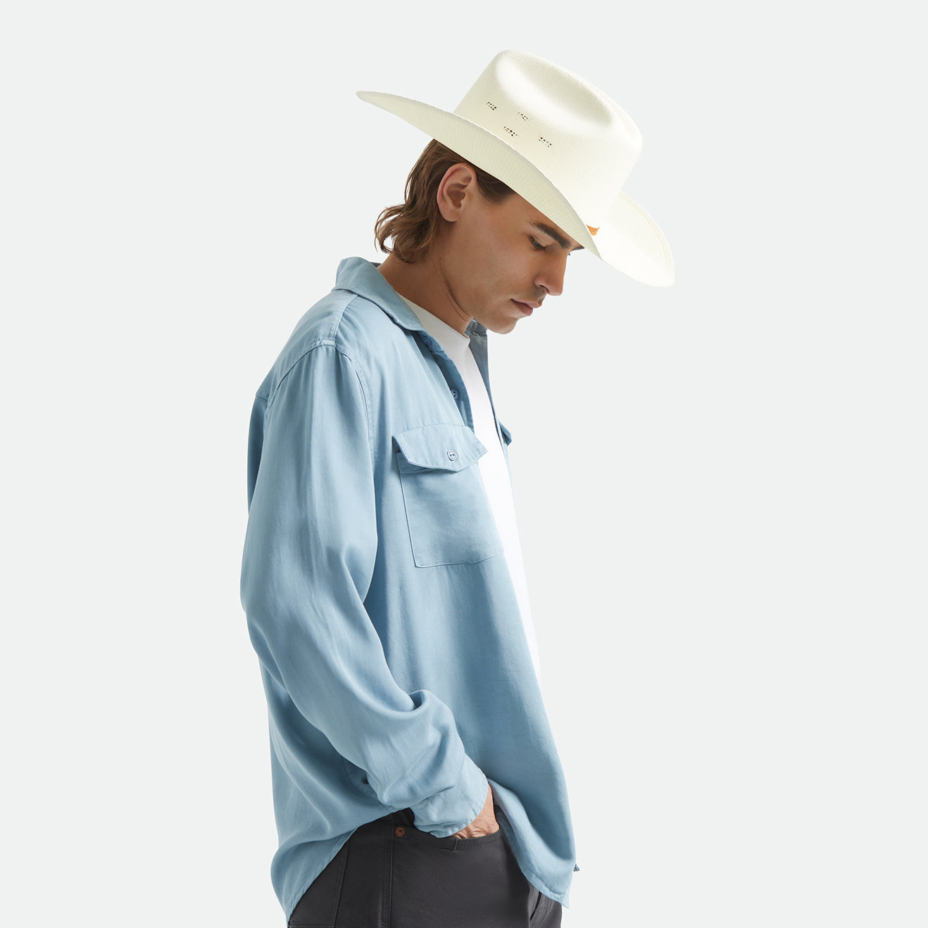 COOL COMFORT WAYNE L/S WVN - DUSTY BLUE