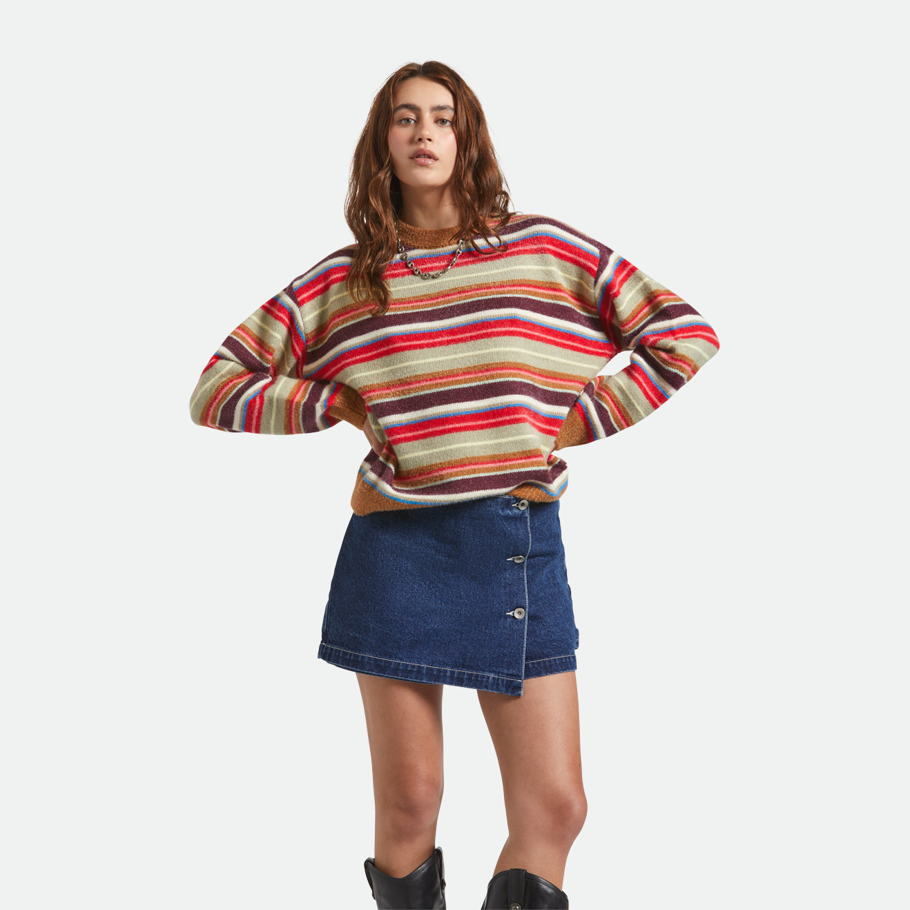 COZY CREW SWEATER - MULTI STRIPE