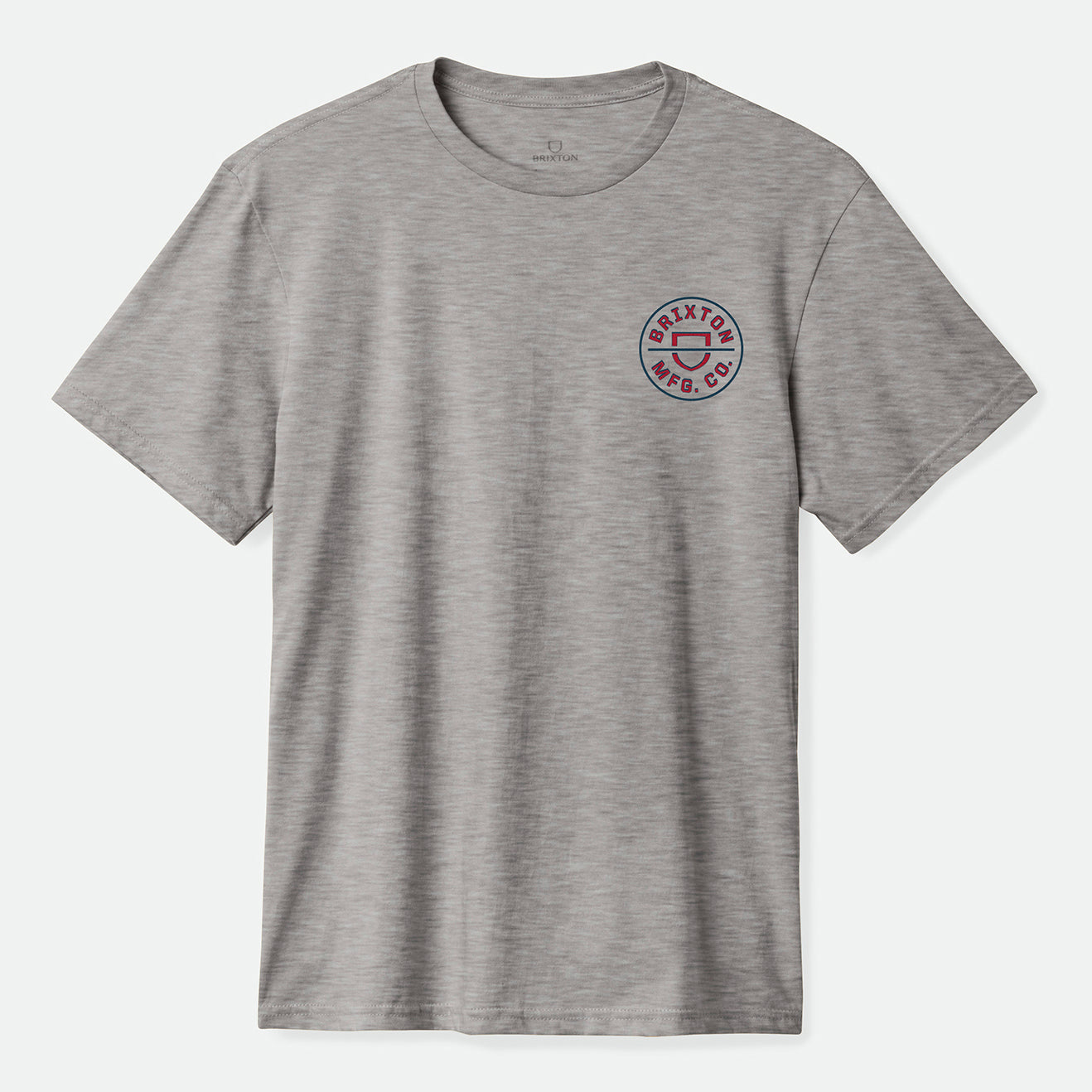 CREST II S/S STT-HEATHER GREY/NAVY/DARK RED