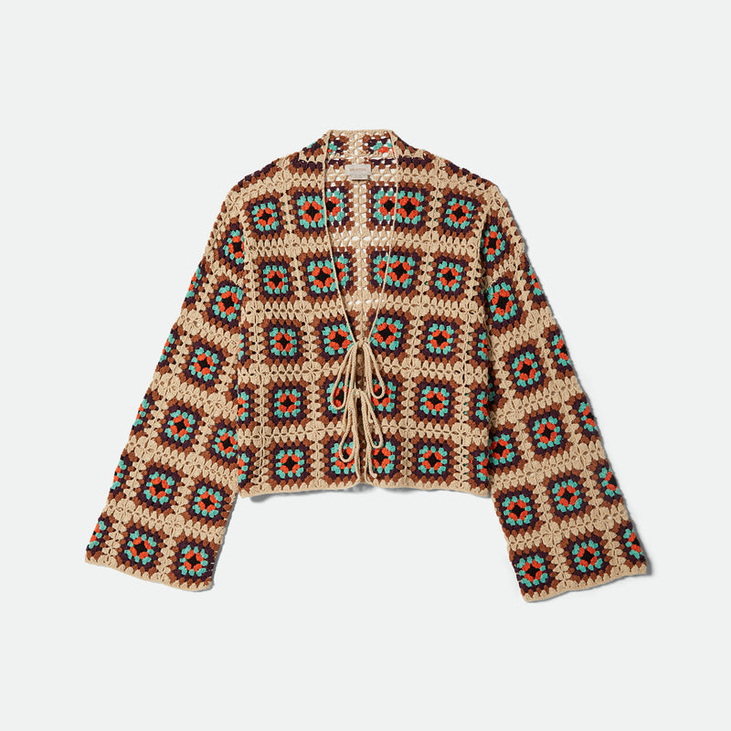 CROCHET KNIT KIMONO - MULTI COLOR