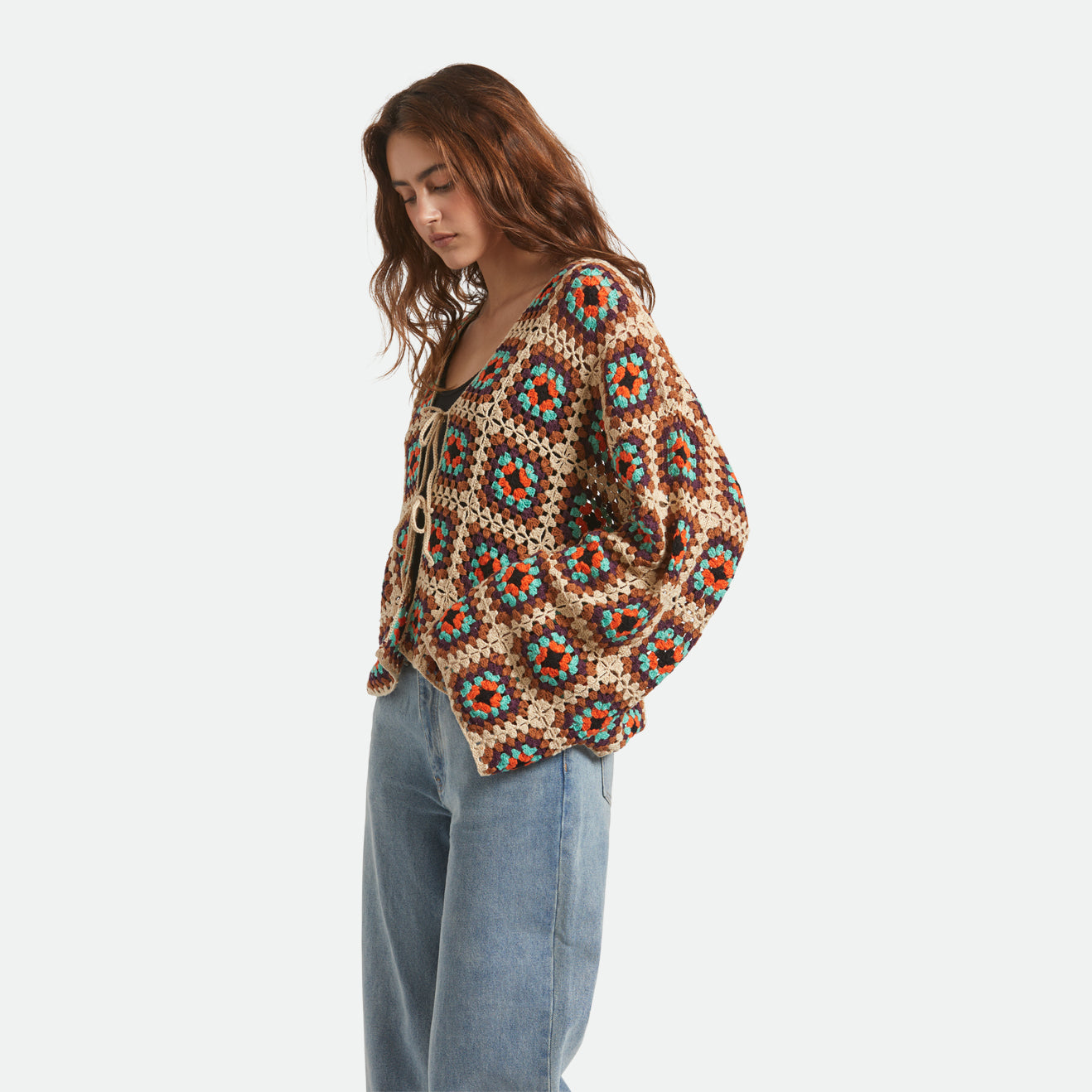 CROCHET KNIT KIMONO - MULTI COLOR
