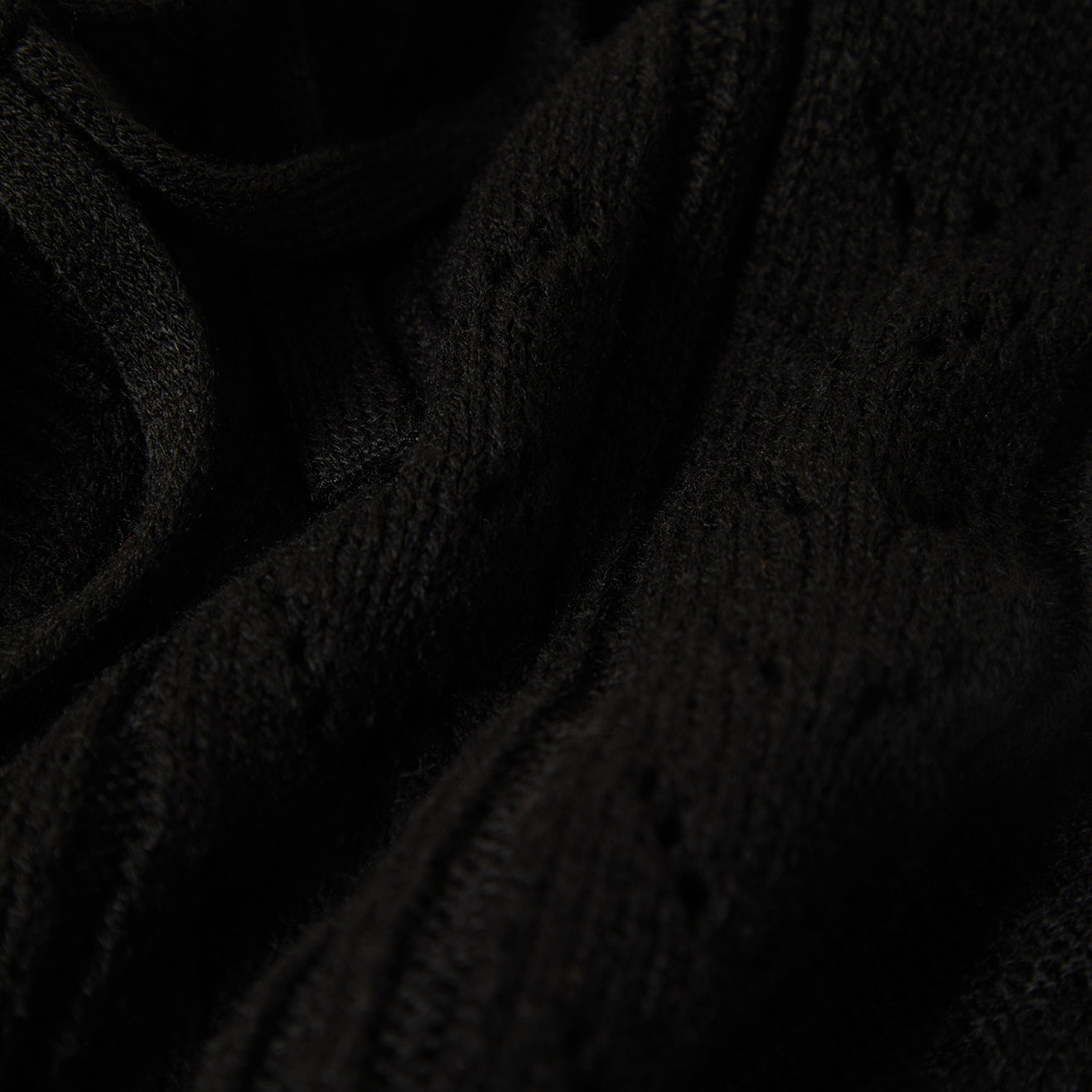 CROPPED POINTELLE TIE CARDIGAN - BLACK