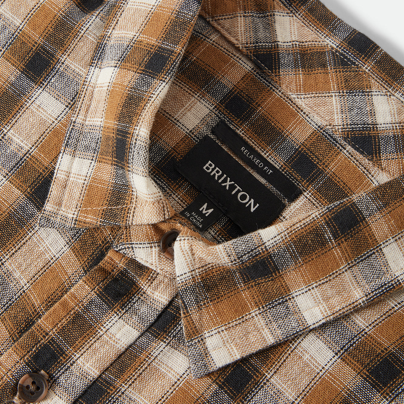 CRU LINEN BLEND PLAID S/S WVN - BLACK/TOBACCO PLAID