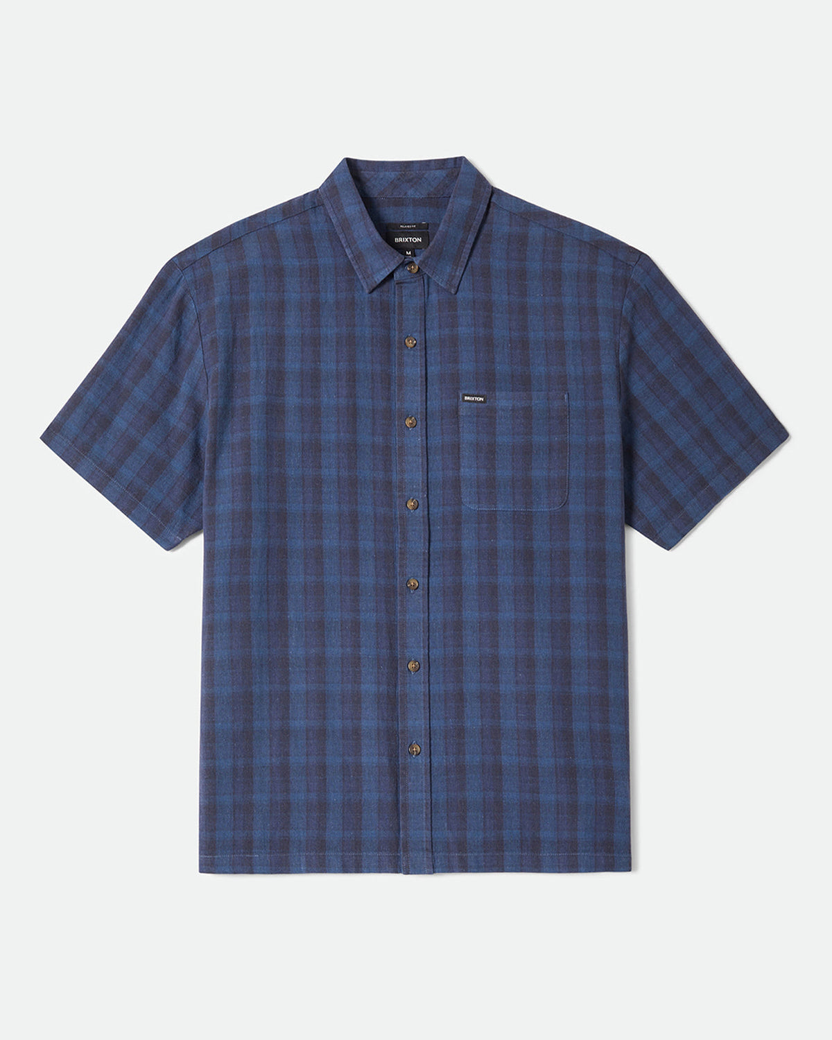 CRU LINEN BLEND PLAID S/S WVN - DARK BLUE/BLACK PLAID