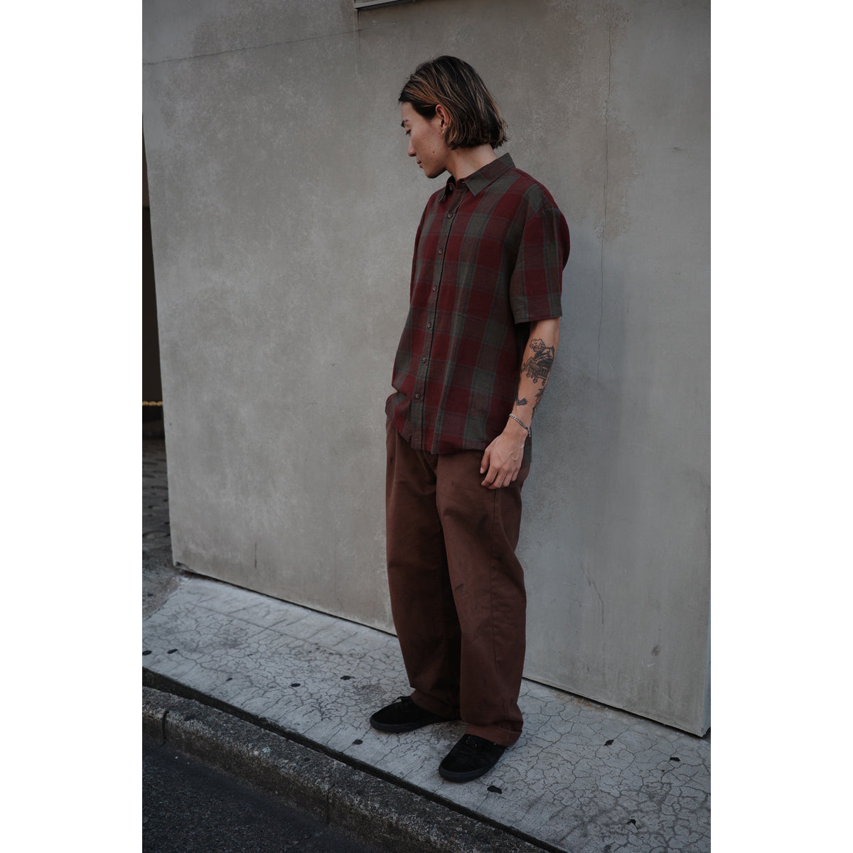 CRU LINEN BLEND S/S WVN - OLIVE SURPLUS/PORT