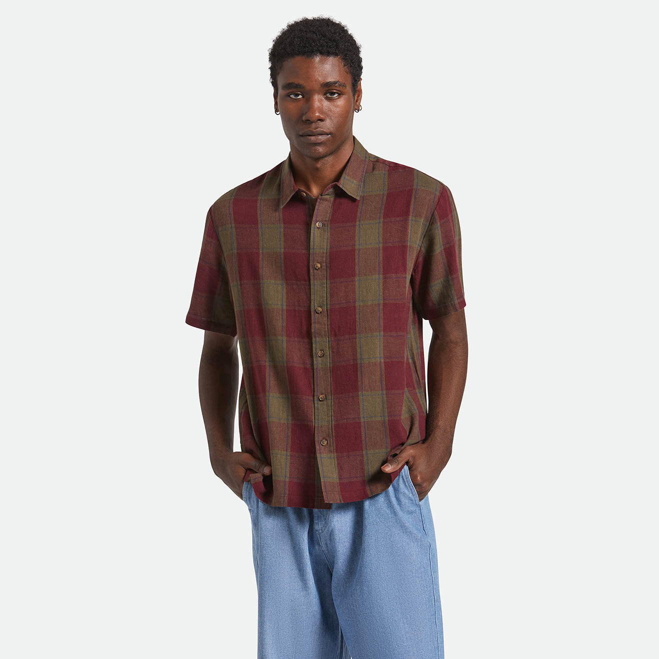 CRU LINEN BLEND S/S WVN - OLIVE SURPLUS/PORT