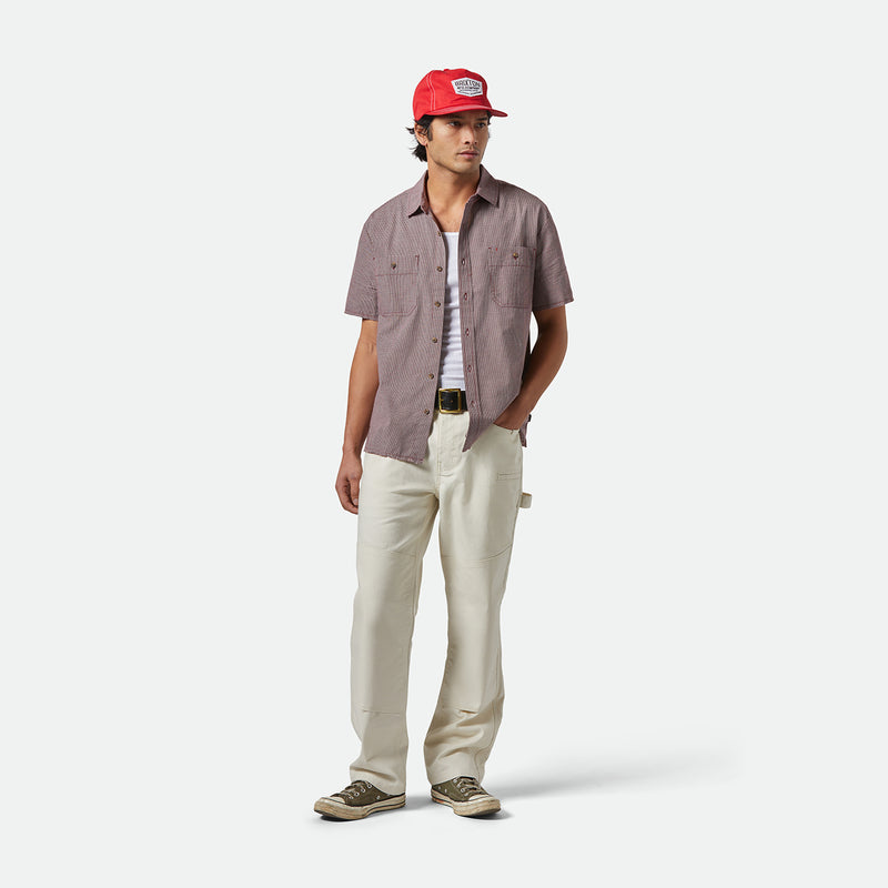 CRU MICRO PLAID S/S WVN - CORDOVAN RED MICRO PLAID