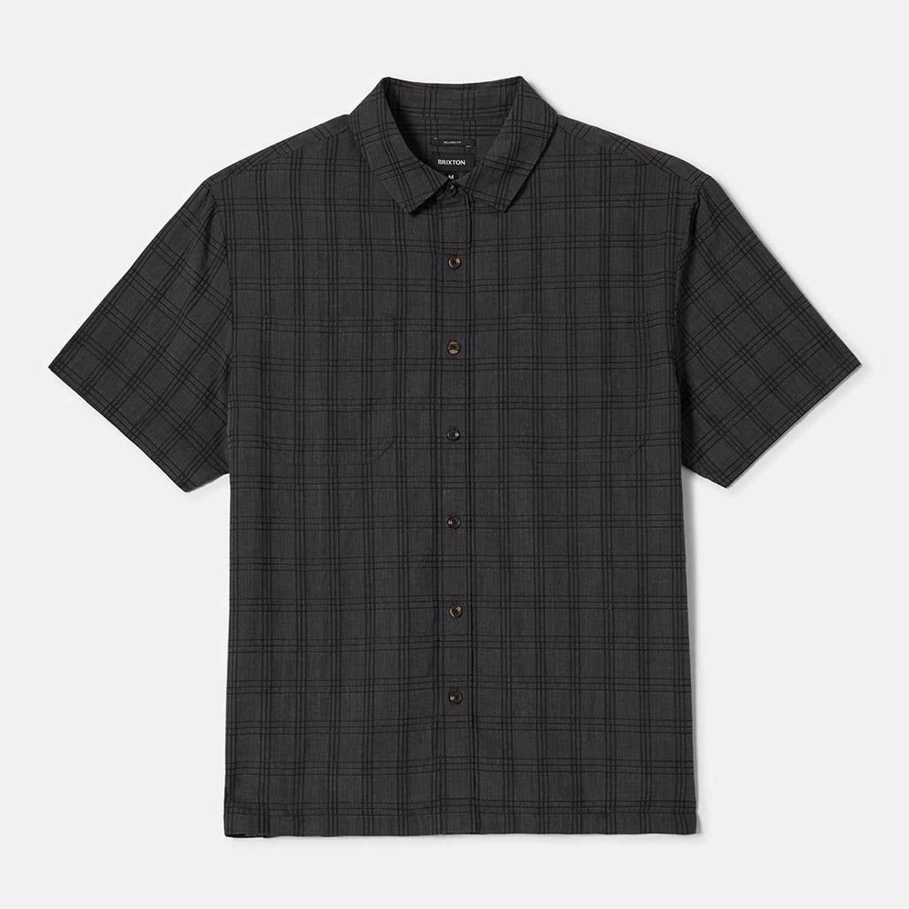 CRU OXFORD PLAID S/S WVN-CHARCOAL/BLACK PLAID