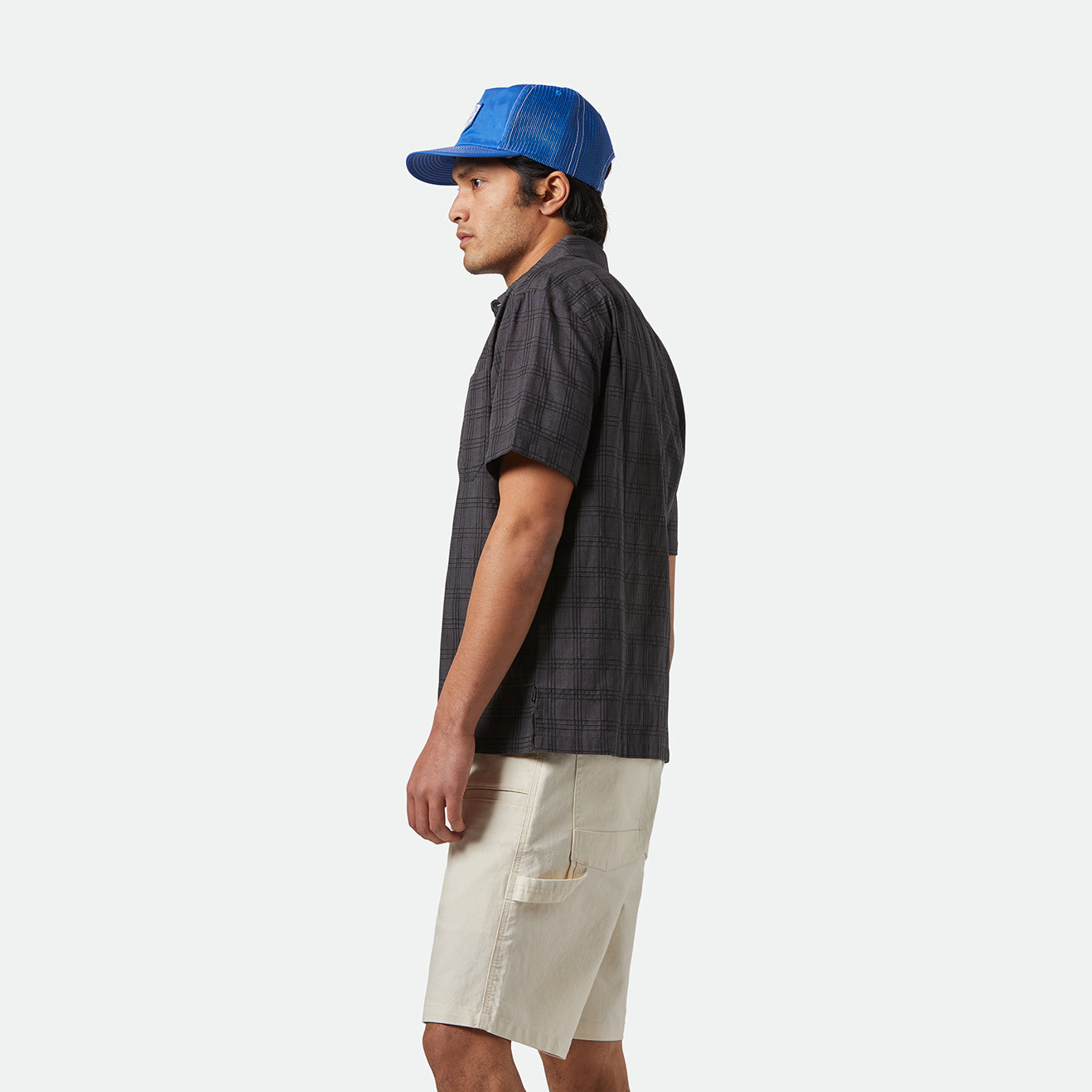 CRU OXFORD PLAID S/S WVN-CHARCOAL/BLACK PLAID