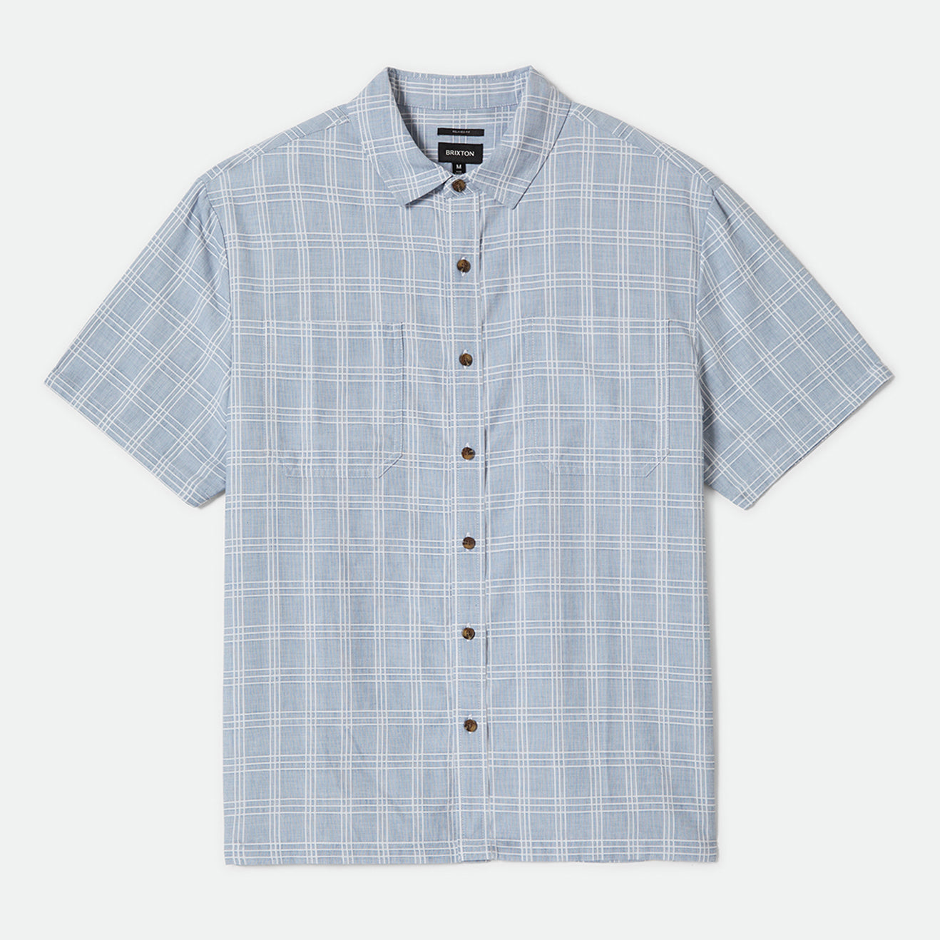 CRU OXFORD PLAID S/S WVN-LIGHT BLUE/WHITE PLAID