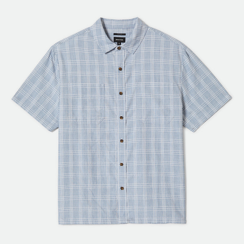 CRU OXFORD PLAID S/S WVN-LIGHT BLUE/WHITE PLAID