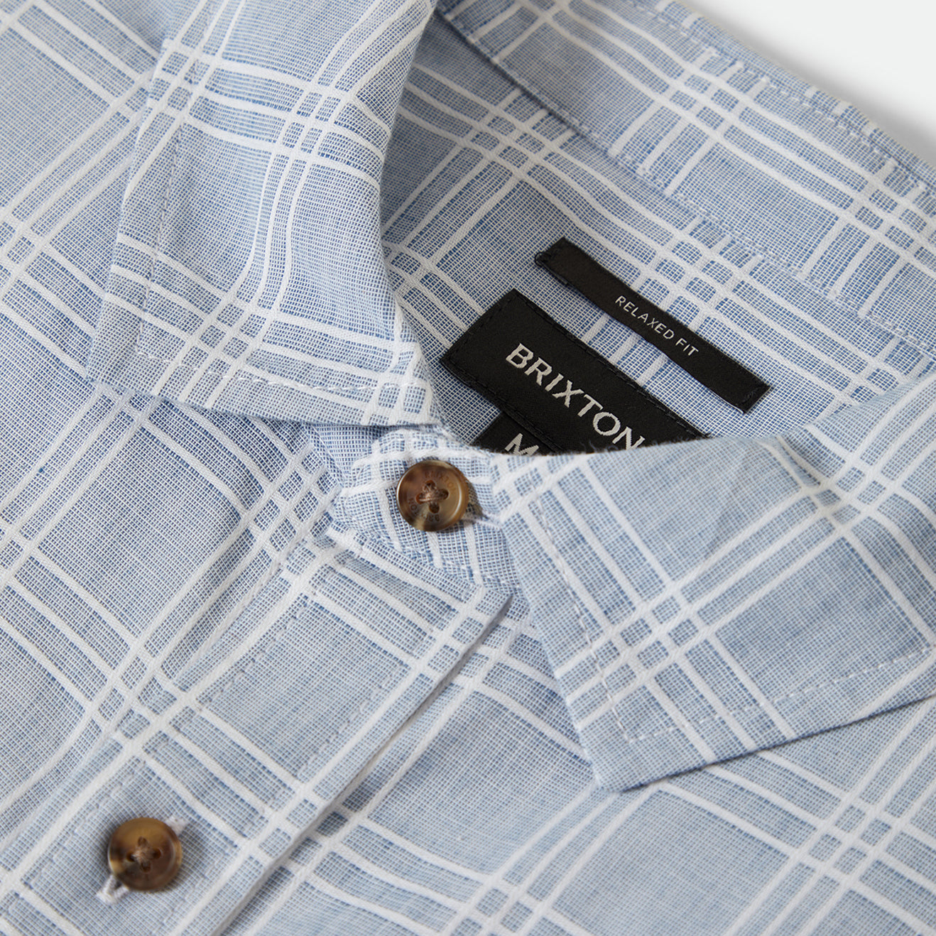 CRU OXFORD PLAID S/S WVN-LIGHT BLUE/WHITE PLAID