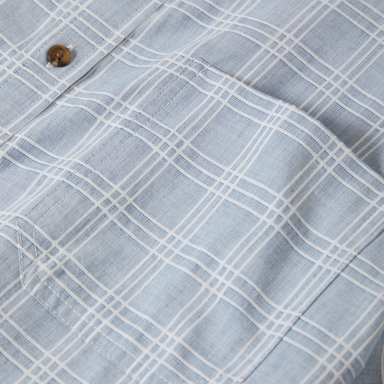 CRU OXFORD PLAID S/S WVN-LIGHT BLUE/WHITE PLAID