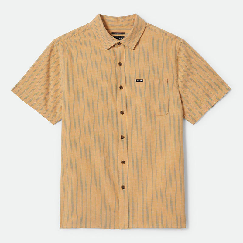 CRU OXFORD STRIPE S/S WVN - CURRY/IVY GREEN STRIPE