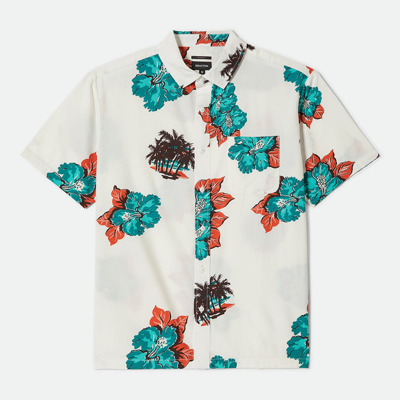 CRU PRINT S/S WVN-OFF WHITE/AQUATIC GREEN FLORAL
