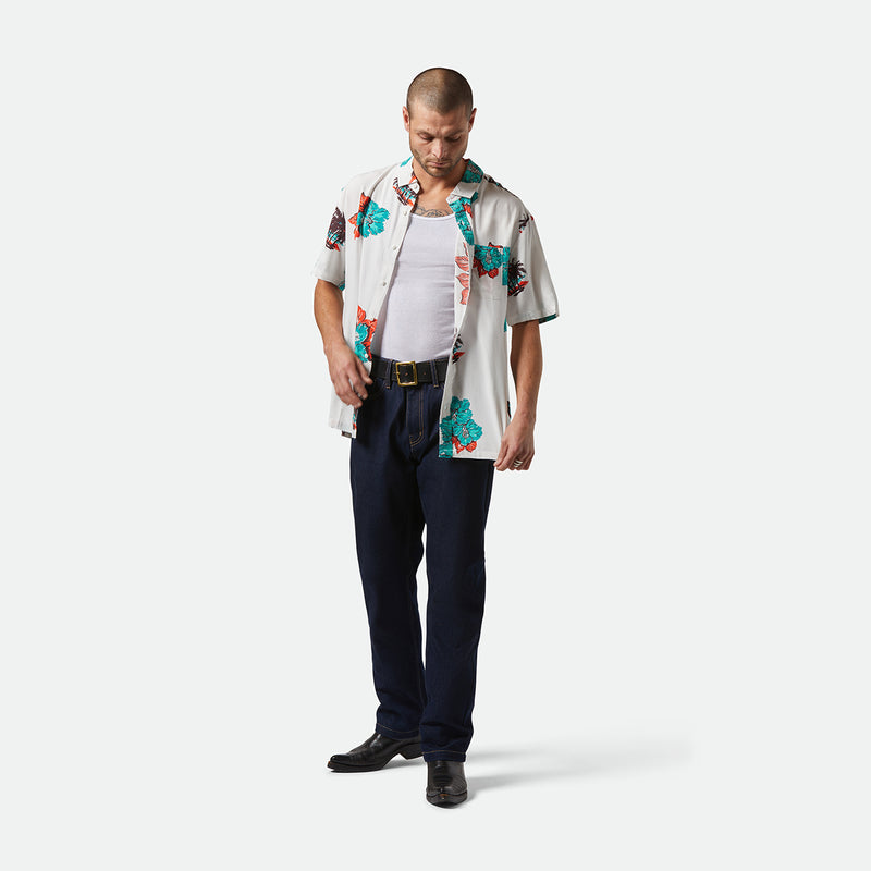 CRU PRINT S/S WVN-OFF WHITE/AQUATIC GREEN FLORAL