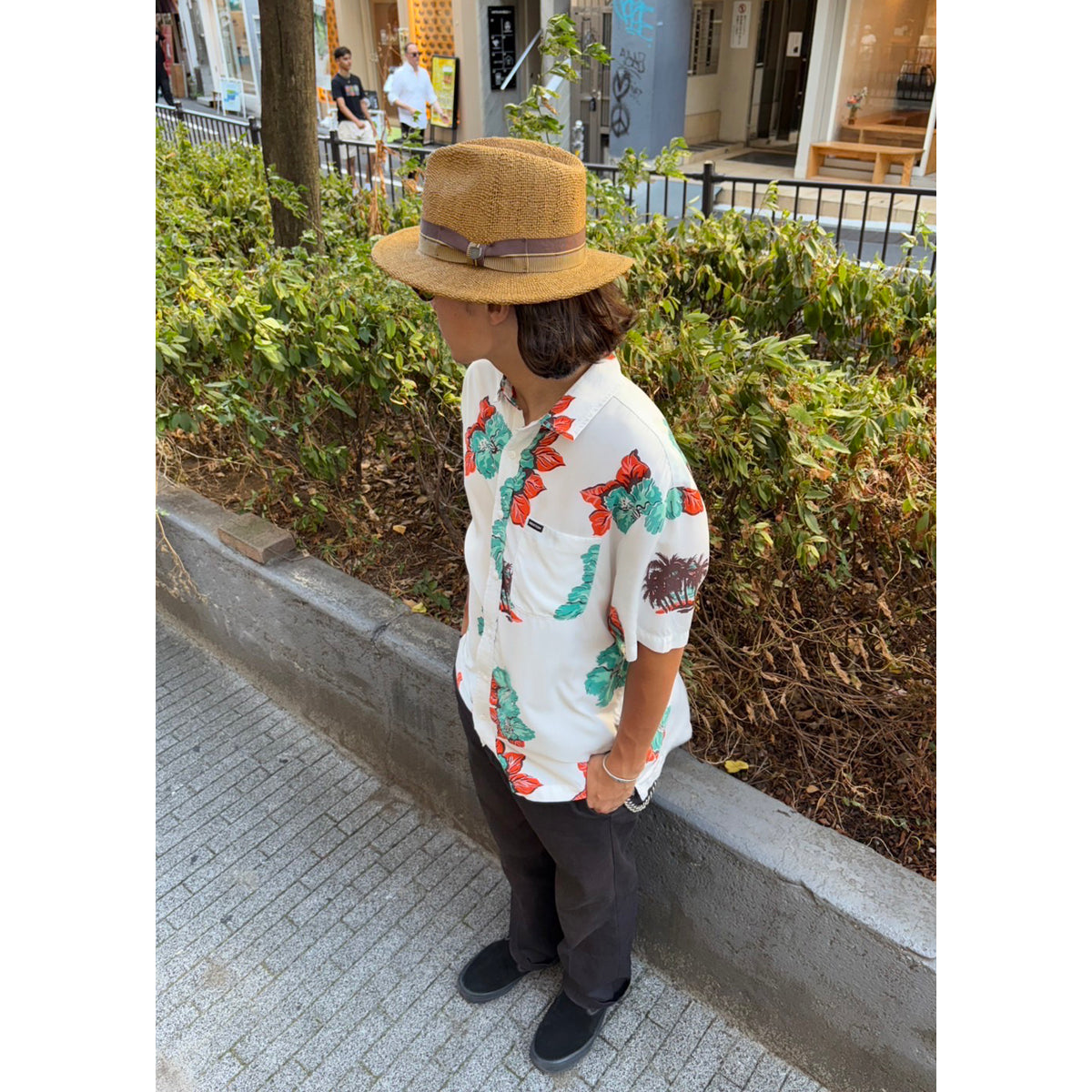 CRU PRINT S/S WVN-OFF WHITE/AQUATIC GREEN FLORAL