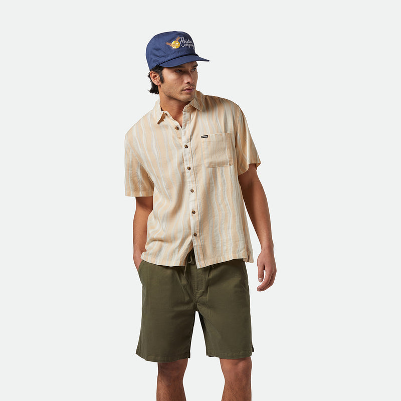 CRU SLUB S/S WVN-HAZELNUT/PAINTERLY STRIPE