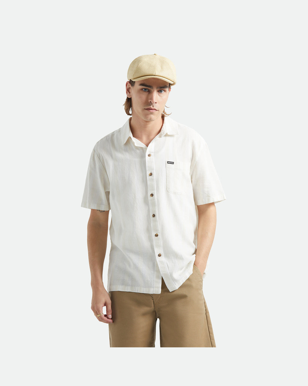 CRU STRIPED DOBBY S/S WVN - OFF WHITE