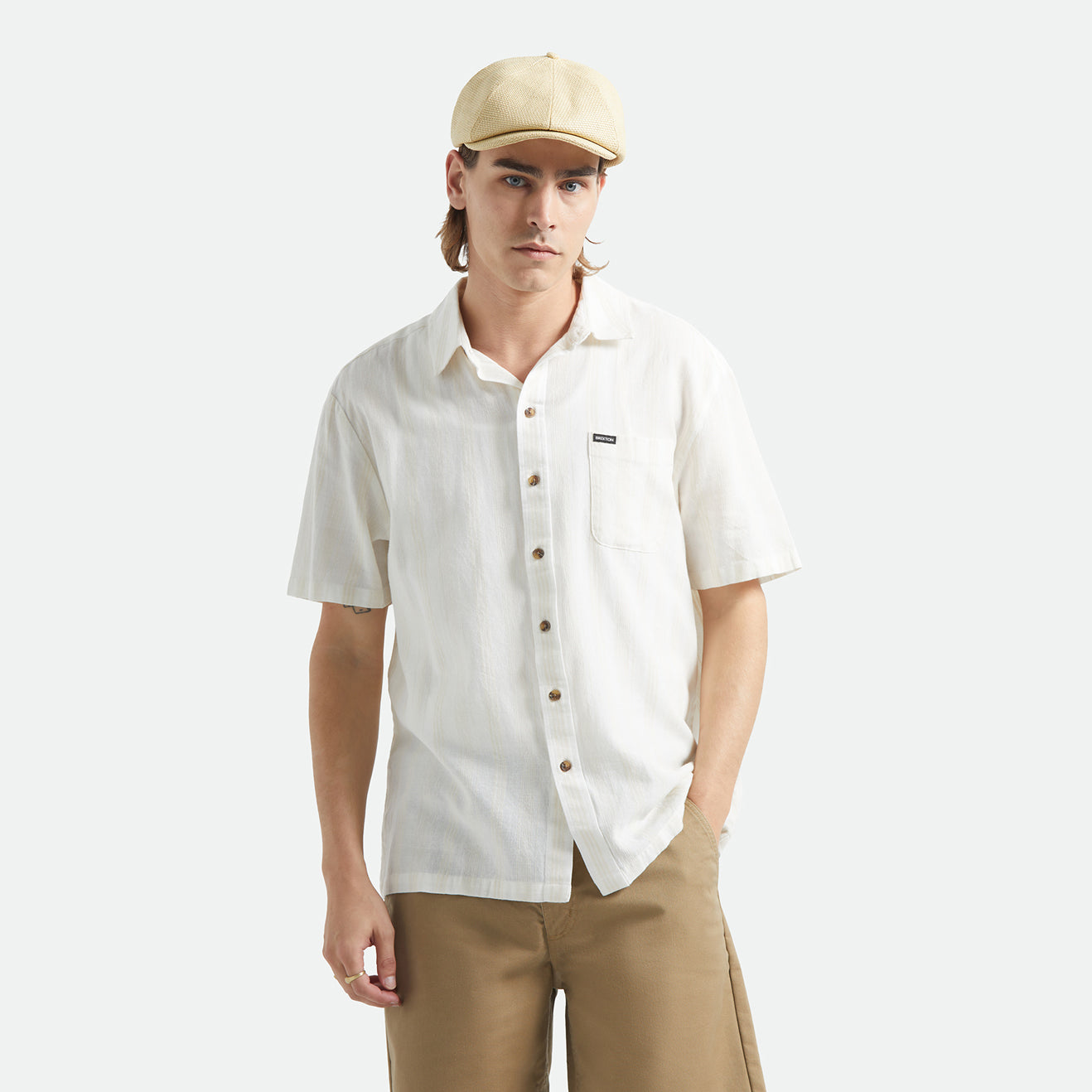 CRU STRIPED DOBBY S/S WVN - OFF WHITE