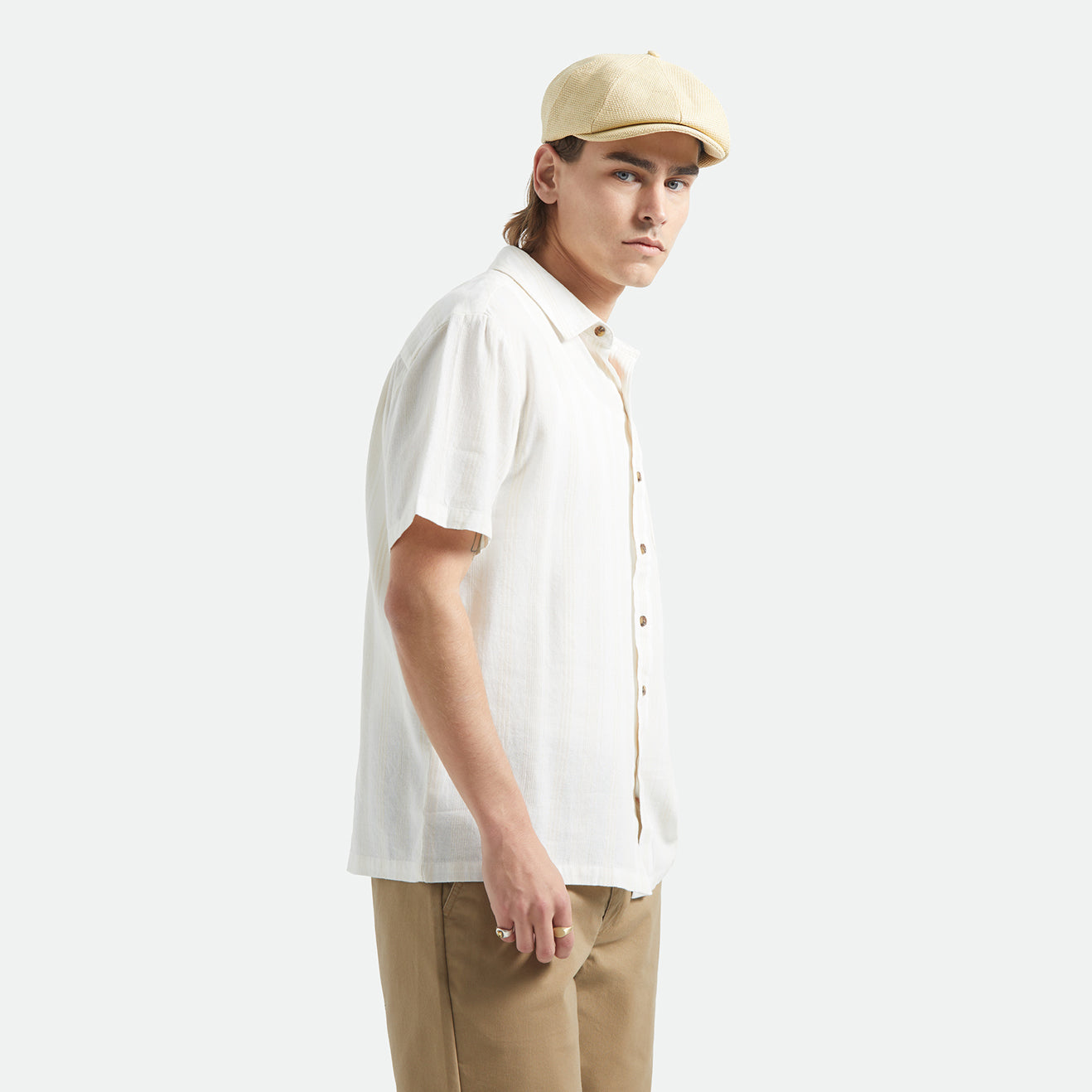 CRU STRIPED DOBBY S/S WVN - OFF WHITE
