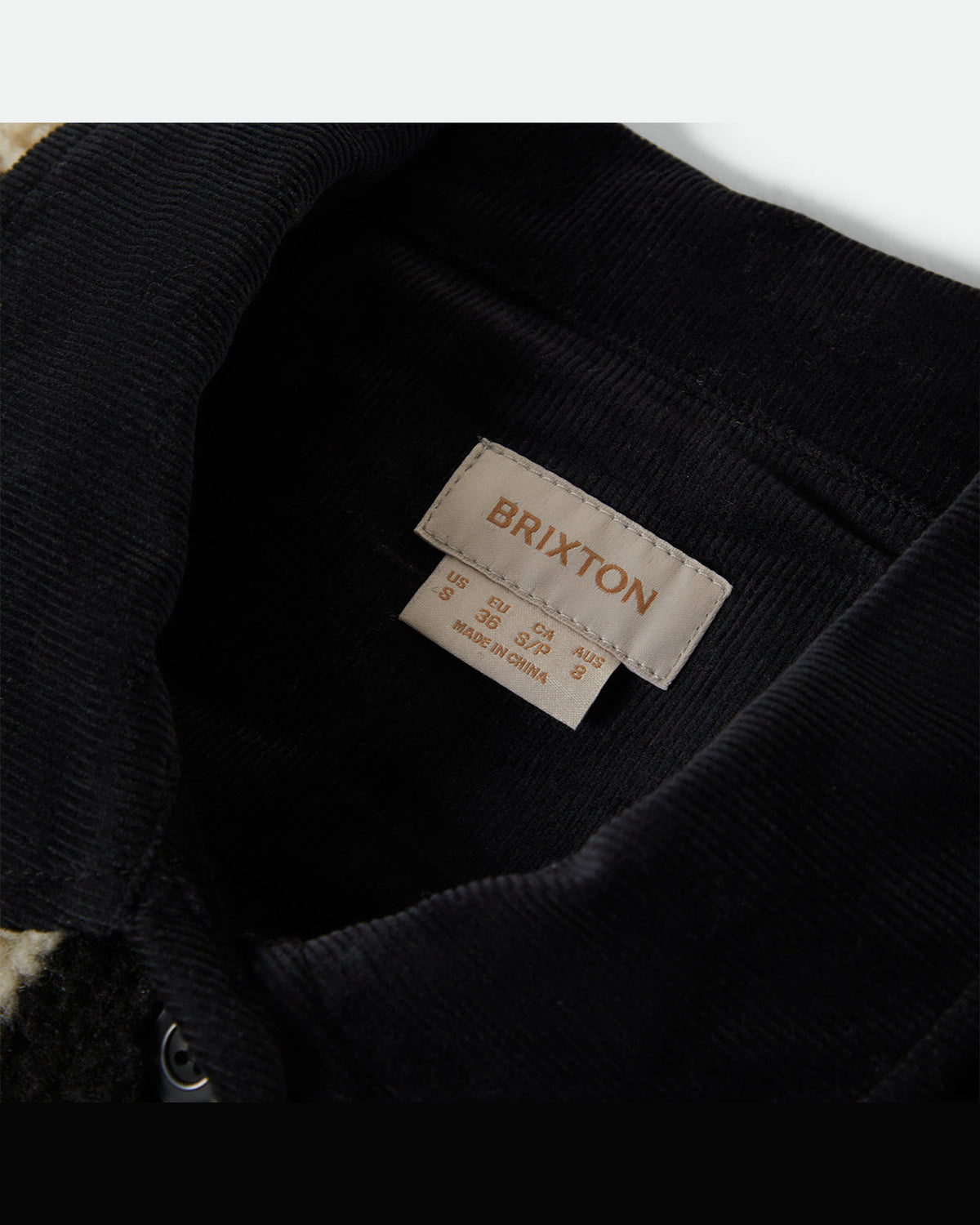 DELILAH SHERPA JACKET - BLACK/NATURAL FINISH LINE CHEC